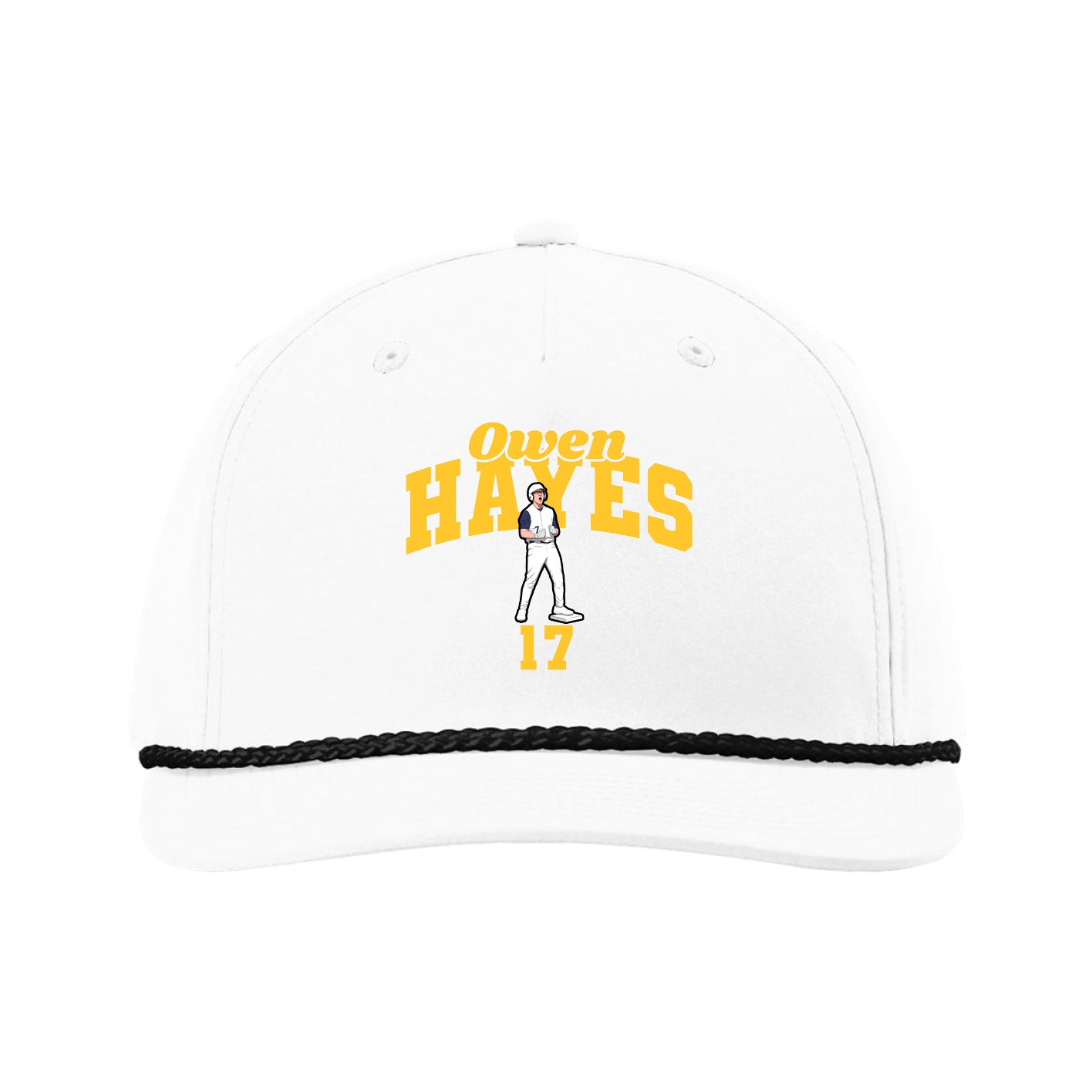 Five-Panel Classic Rope Cap — Signature Arch in White