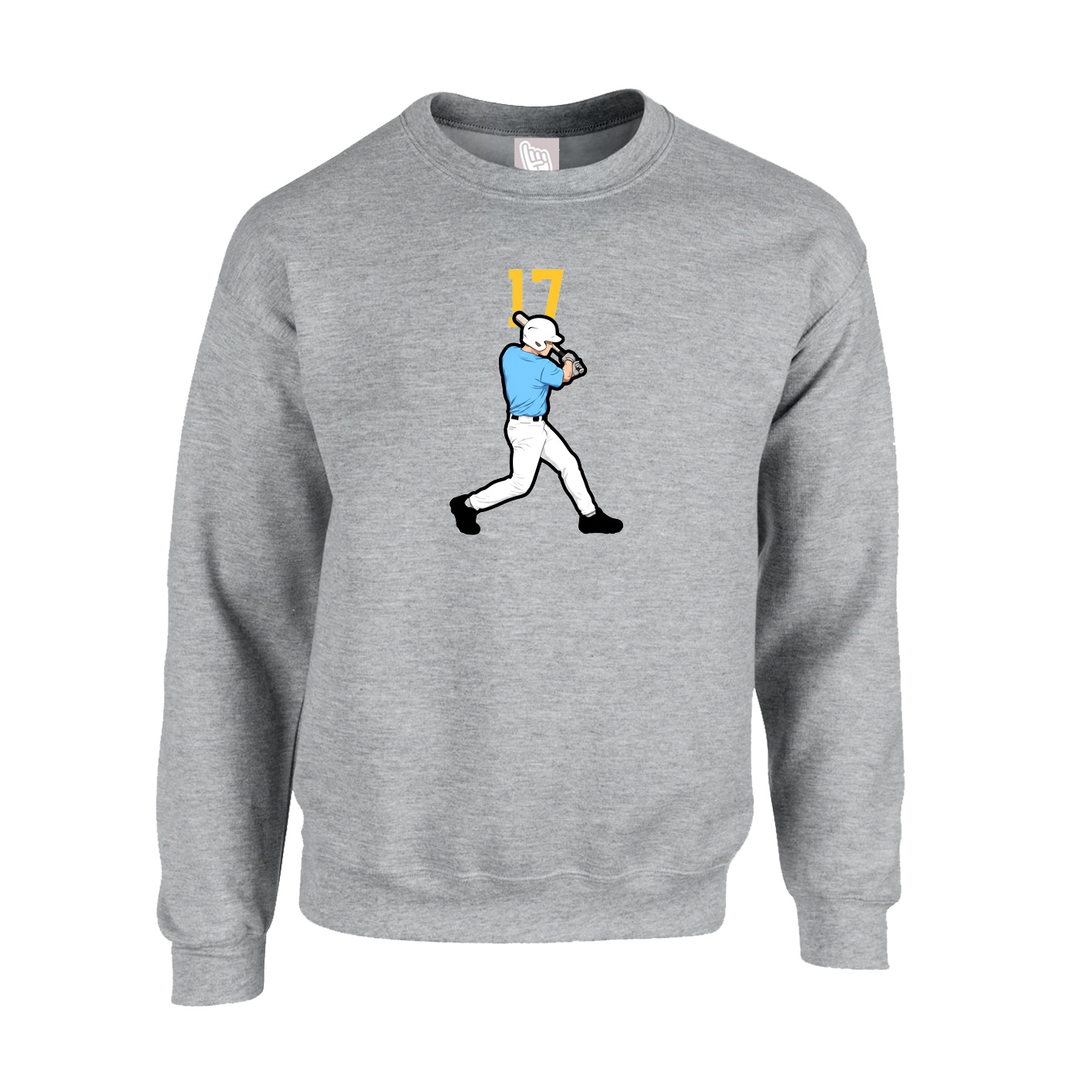 Fleece Crew — Number Top in Grey