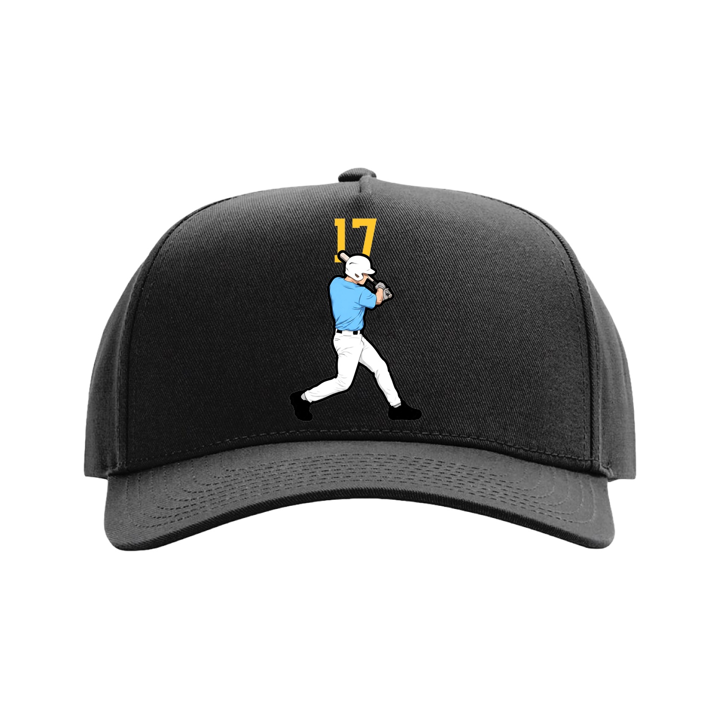 Full Fabric Five-Panel Champ Cap — Number Top in Black