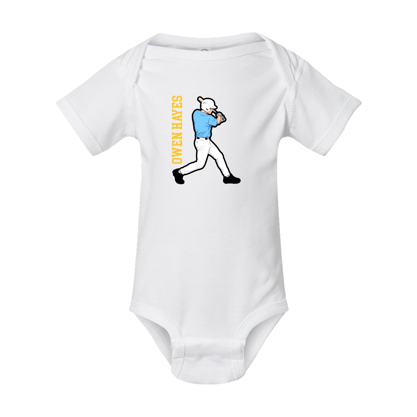 Baby Onesie — Name Vertical in White