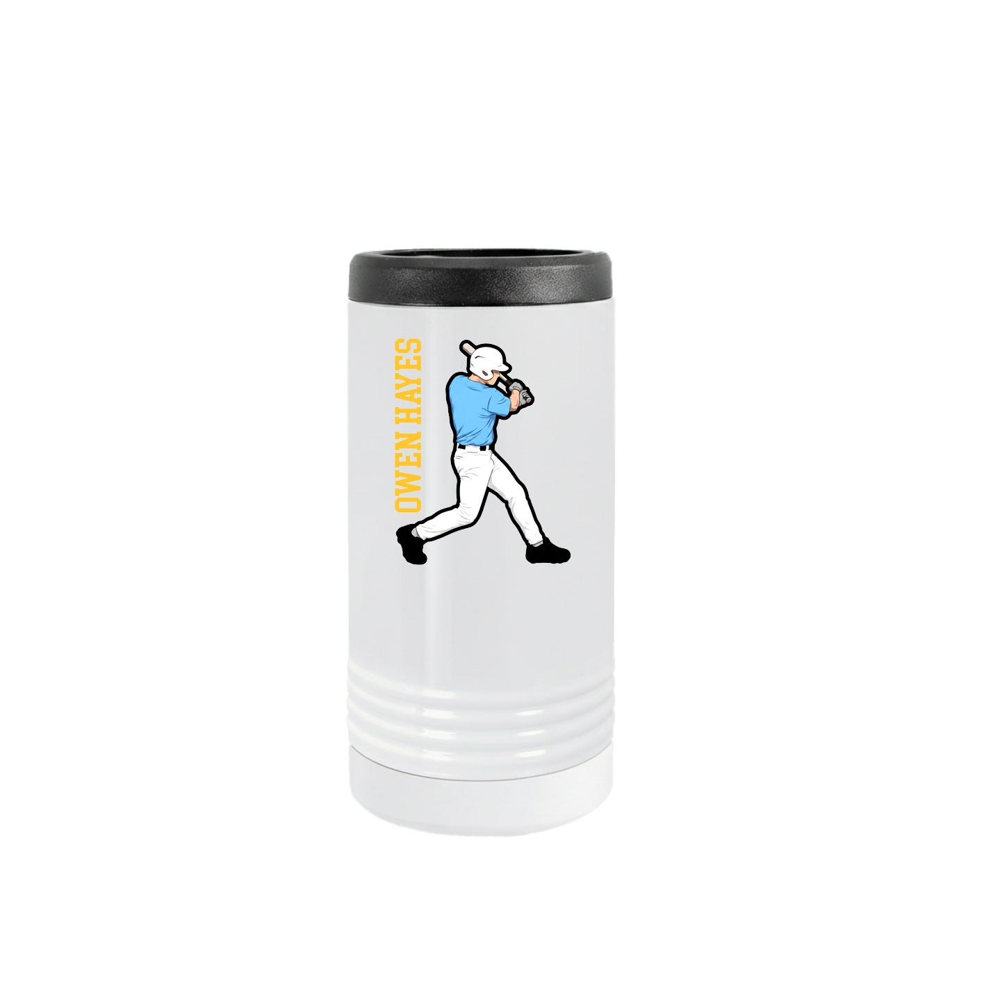 Slim Beverage Holder — Name Vertical in White