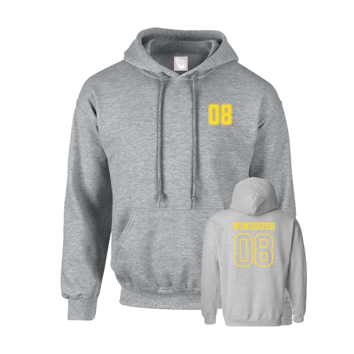 Hoodie — Chest Back in Grey