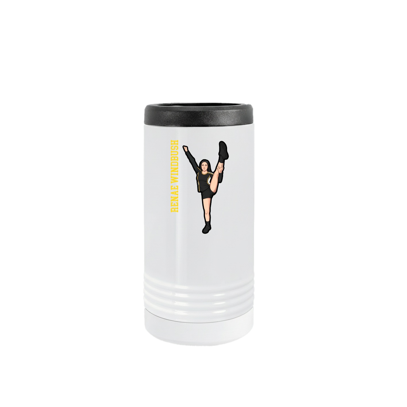 Slim Beverage Holder — Name Vertical in White