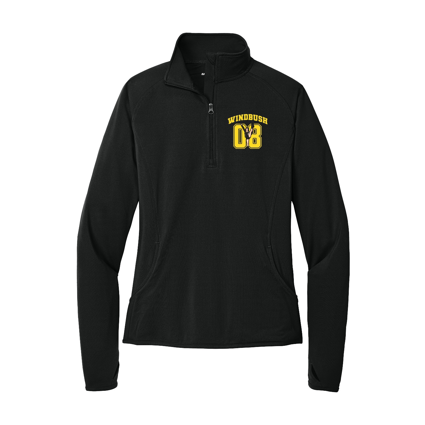 Women's Q-Zip Pullover — Number in Black