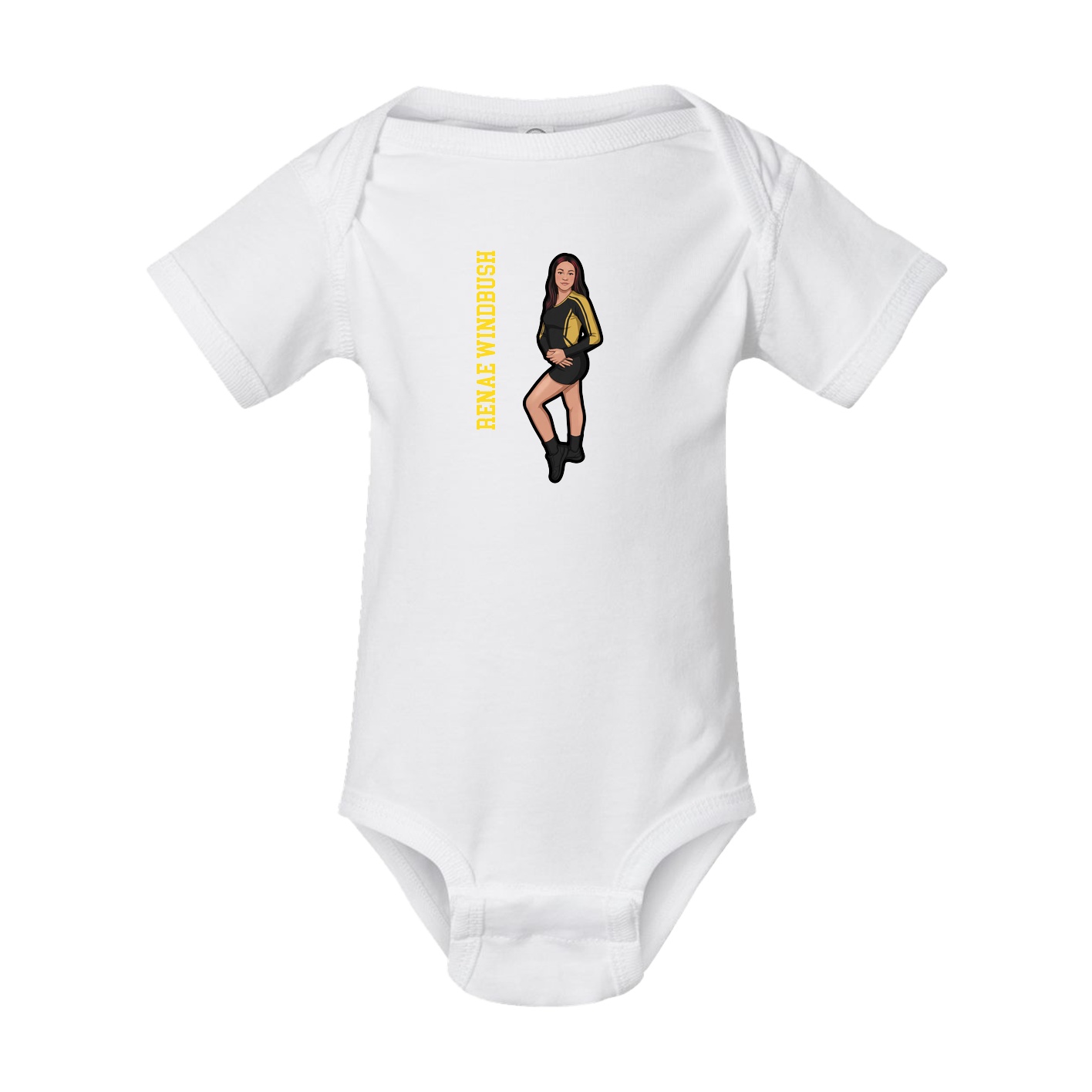 Baby Onesie — Name Vertical in White