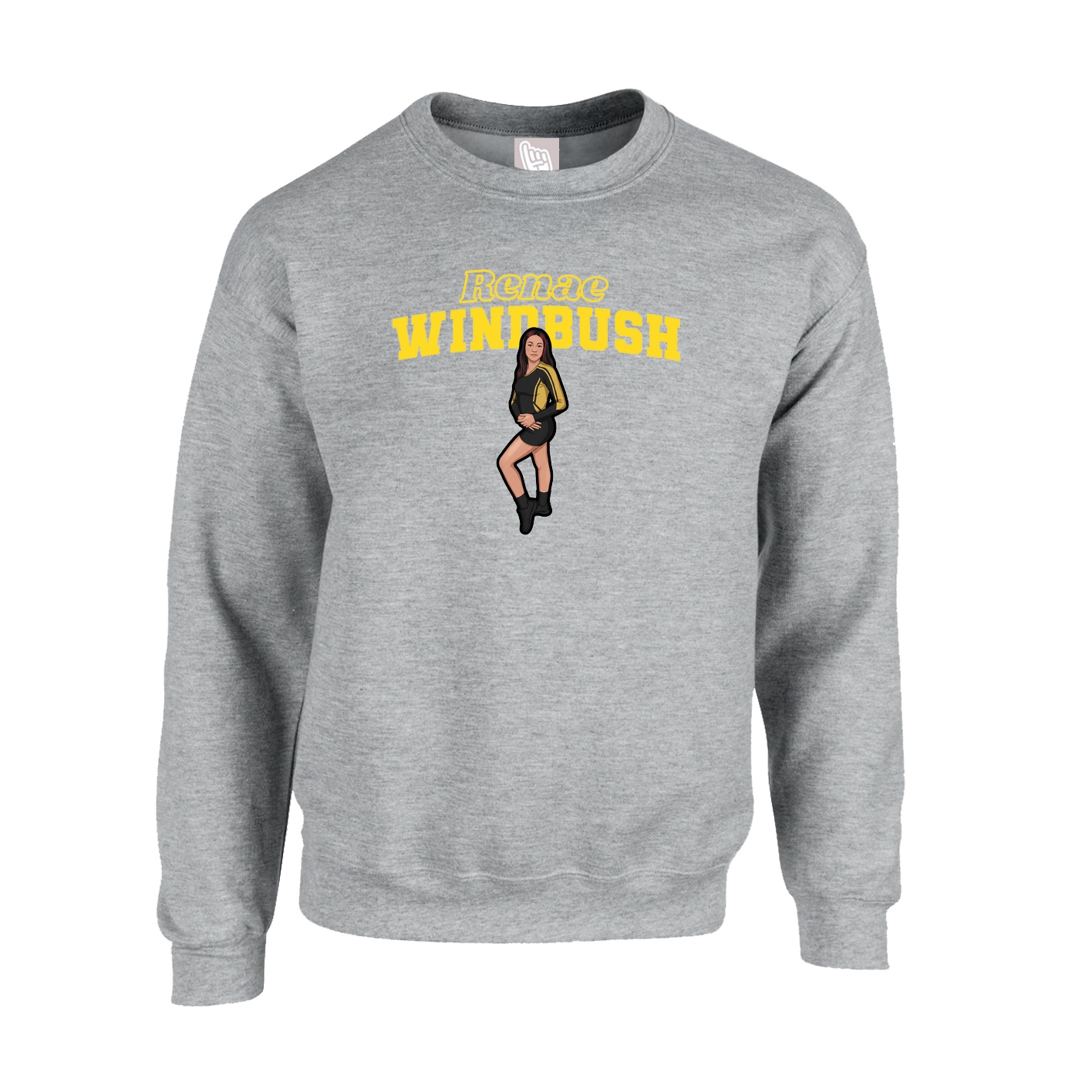 Fleece Crew — Name Arch in Grey