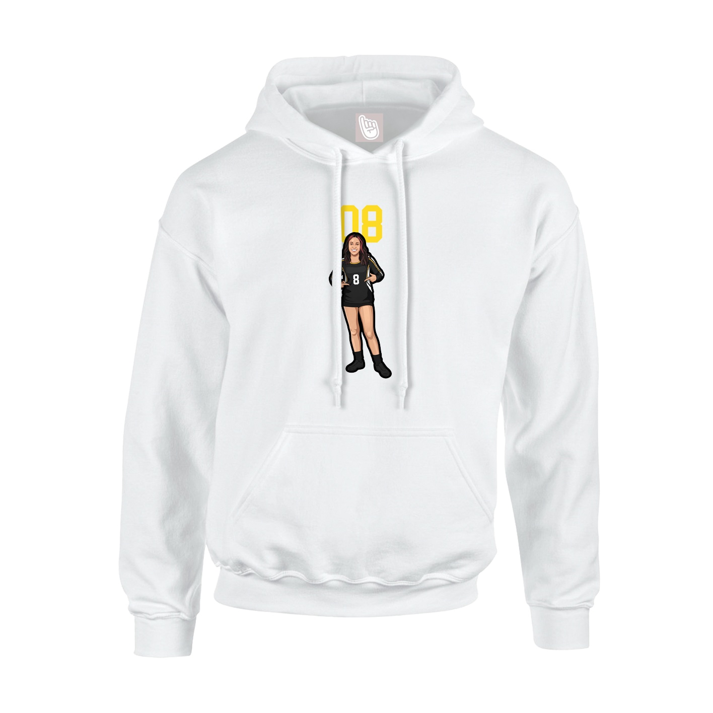 Youth Hoodie — Number Top in White