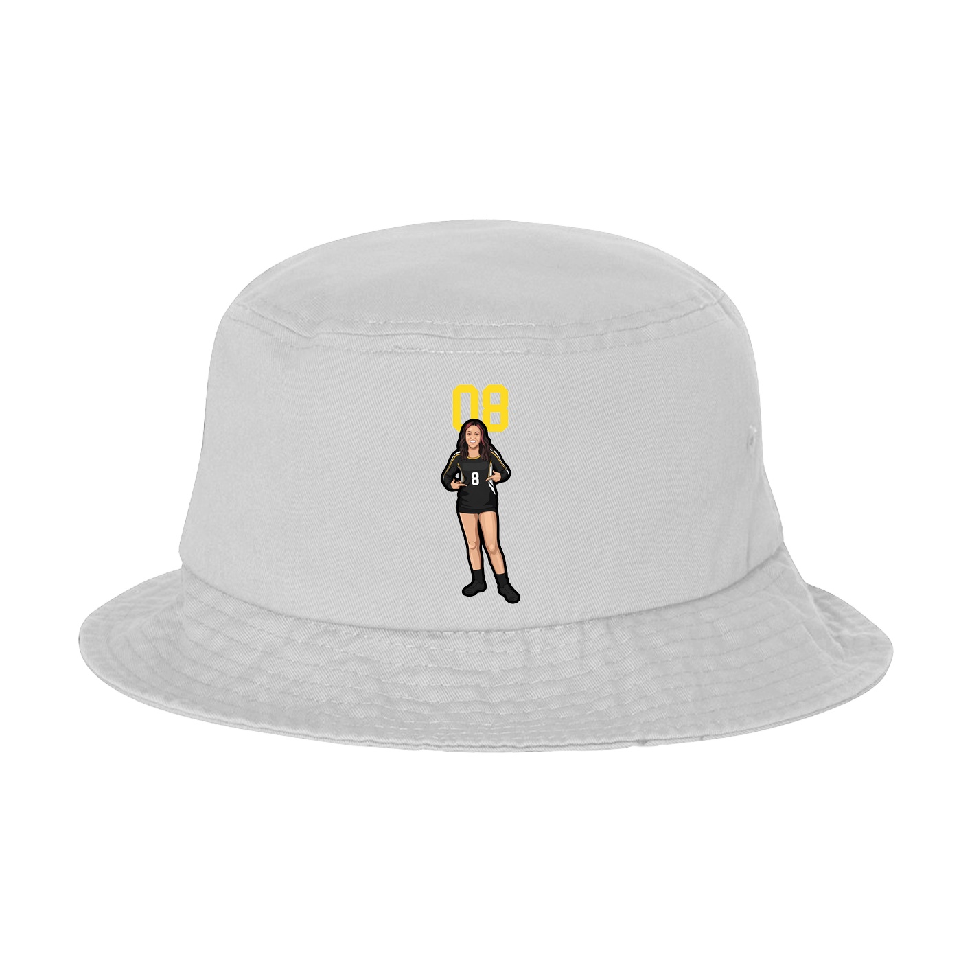 Bucket Cap — Number Top in White