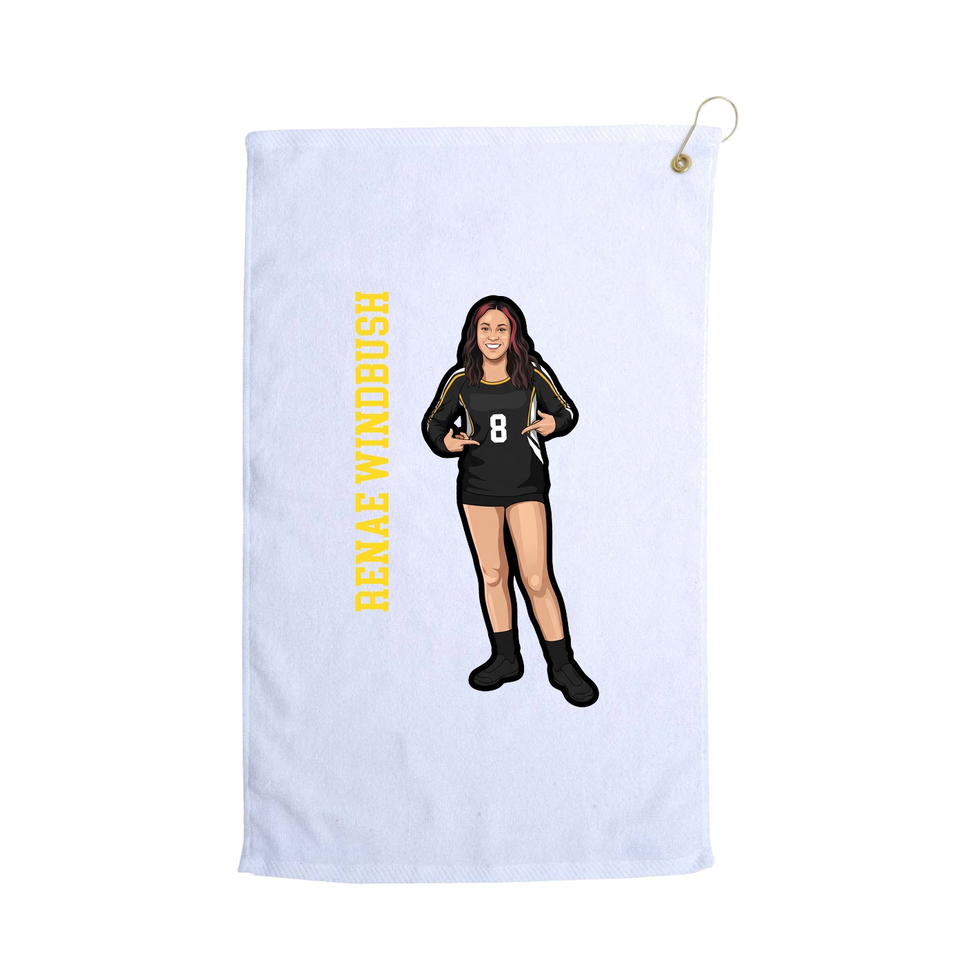Golf Towel — Name Vertical in White