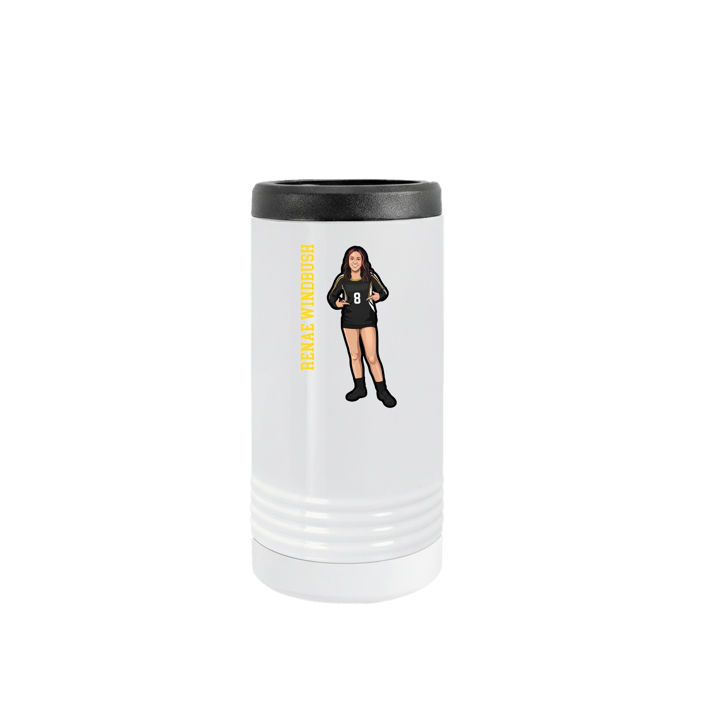Slim Beverage Holder — Name Vertical in White