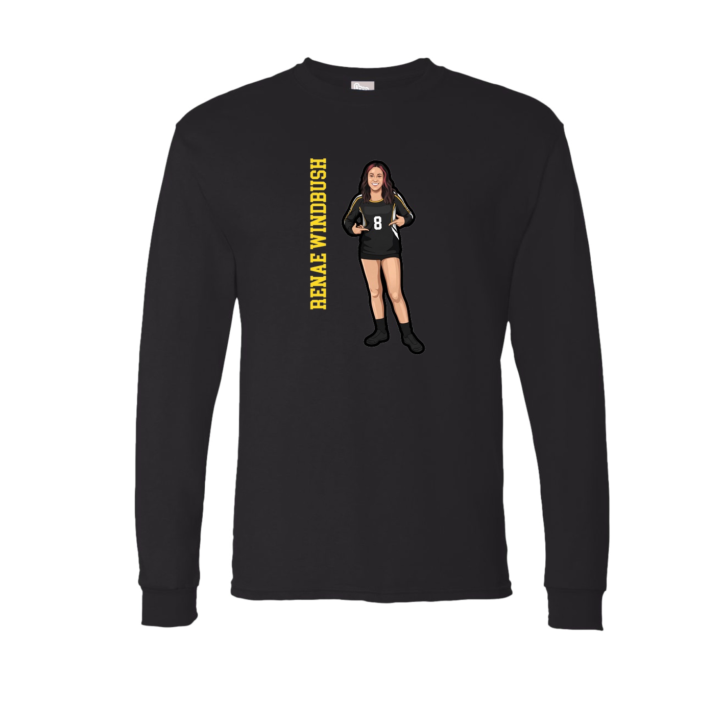 Long Sleeve Tee — Name Vertical in Black