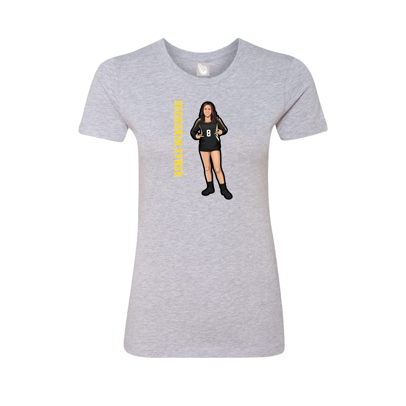 Womens Tee — Name Vertical in Grey