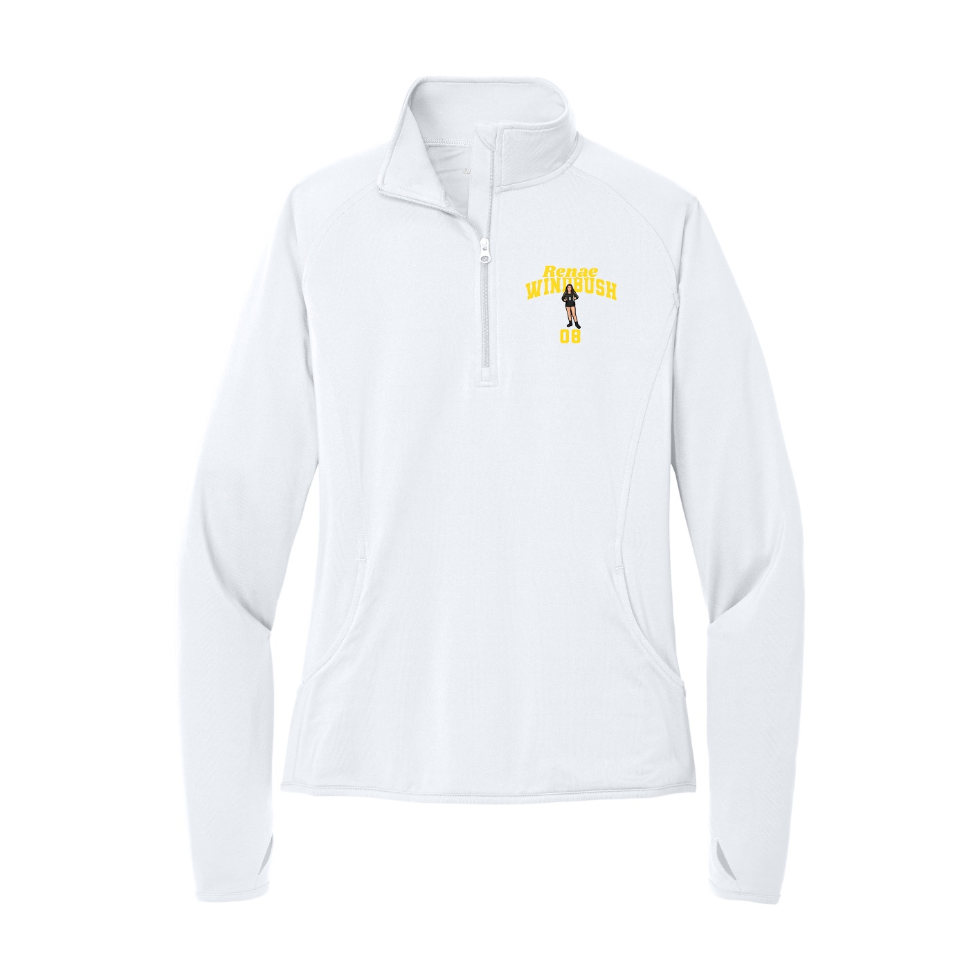 Women's Q-Zip Pullover — Signature Arch in White