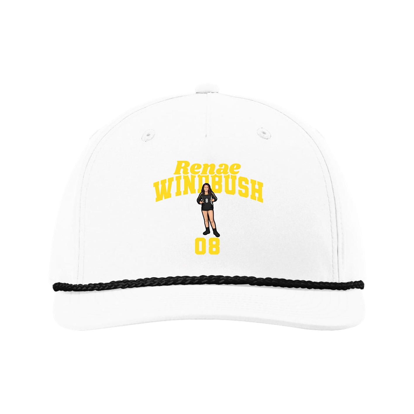 Five-Panel Classic Rope Cap — Signature Arch in White
