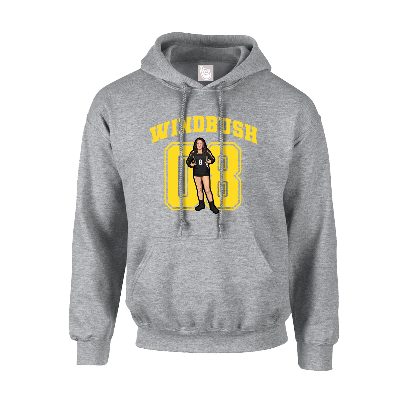 Youth Hoodie — Number in Grey