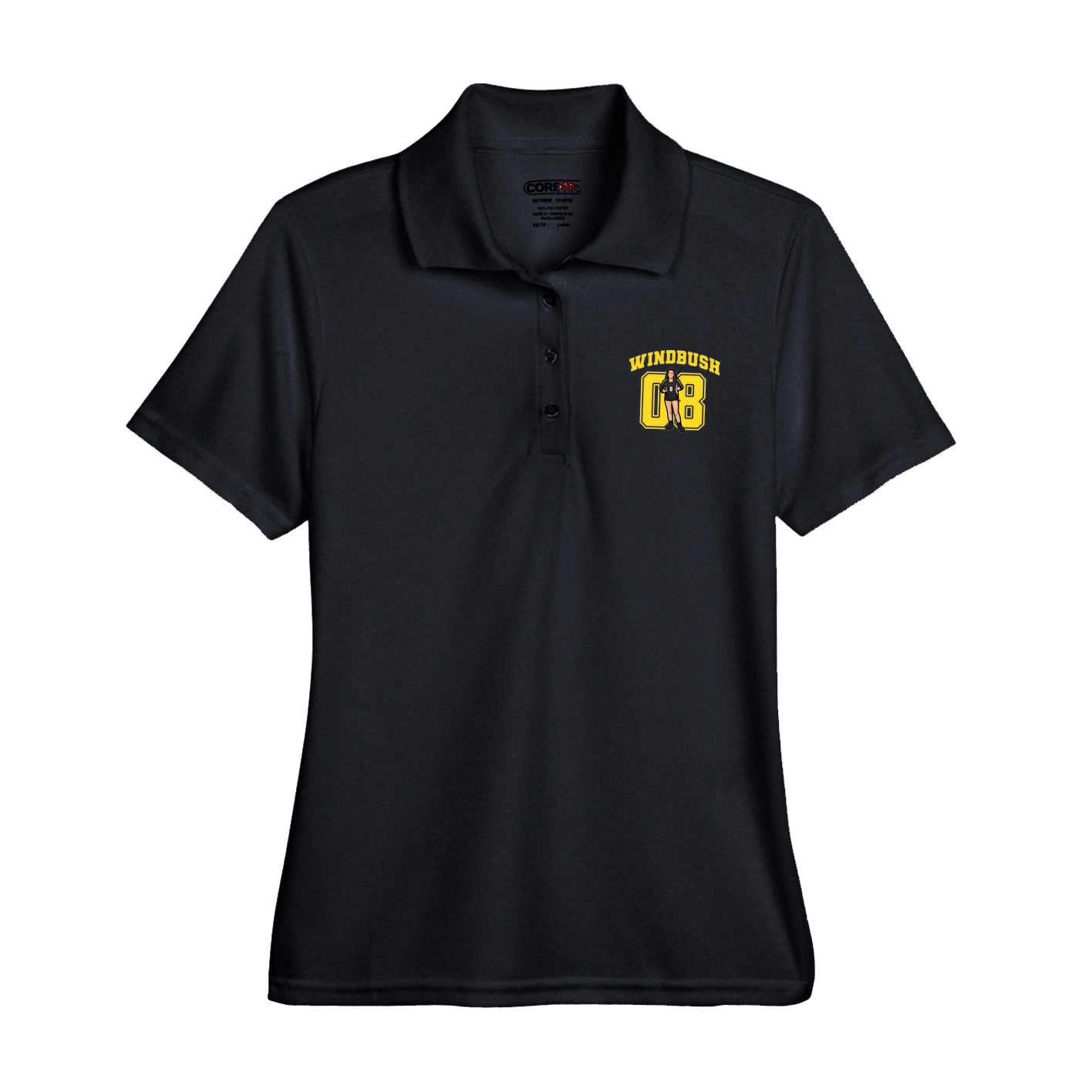 Womens Performance Polo — Number in Black