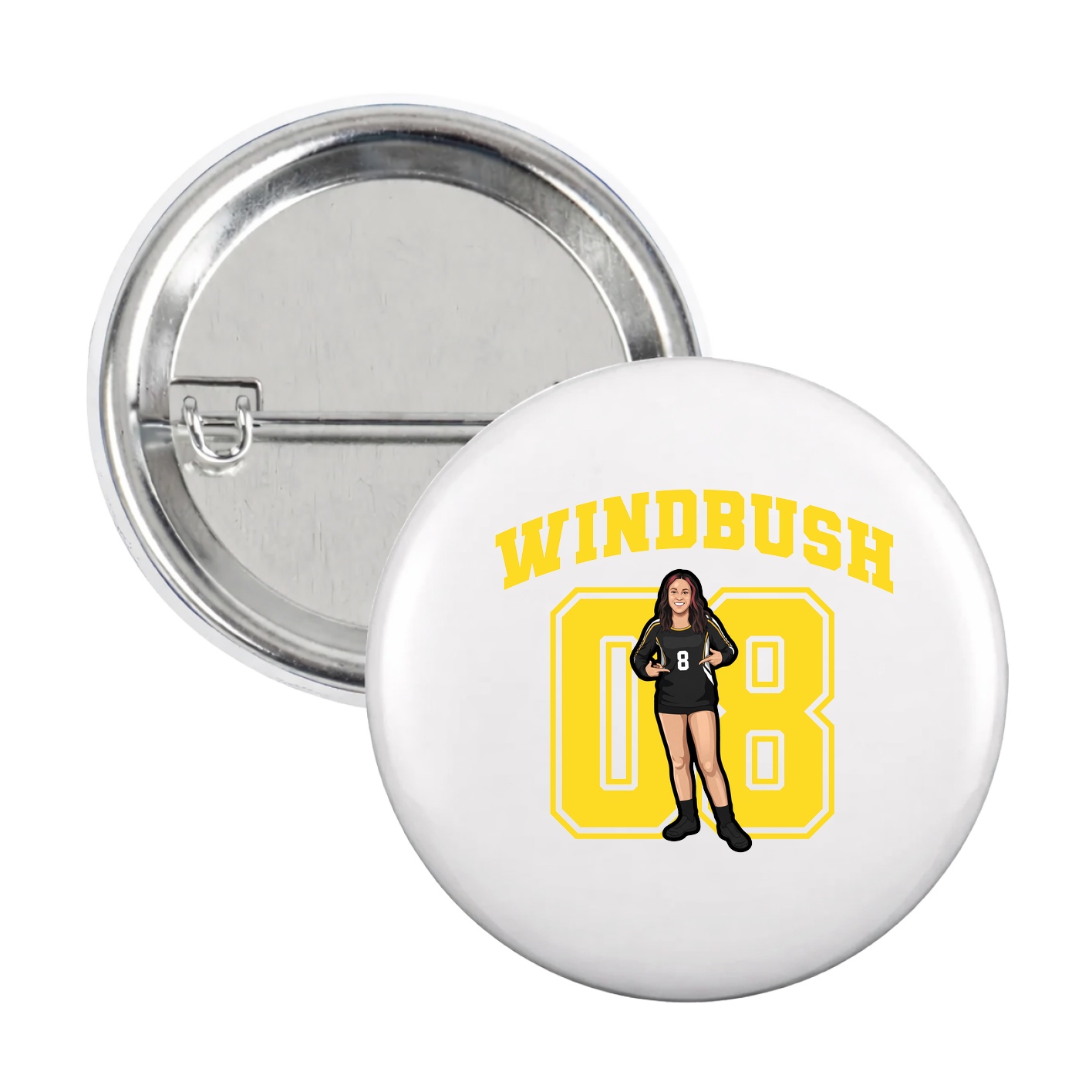 Game Day Button — Number in White