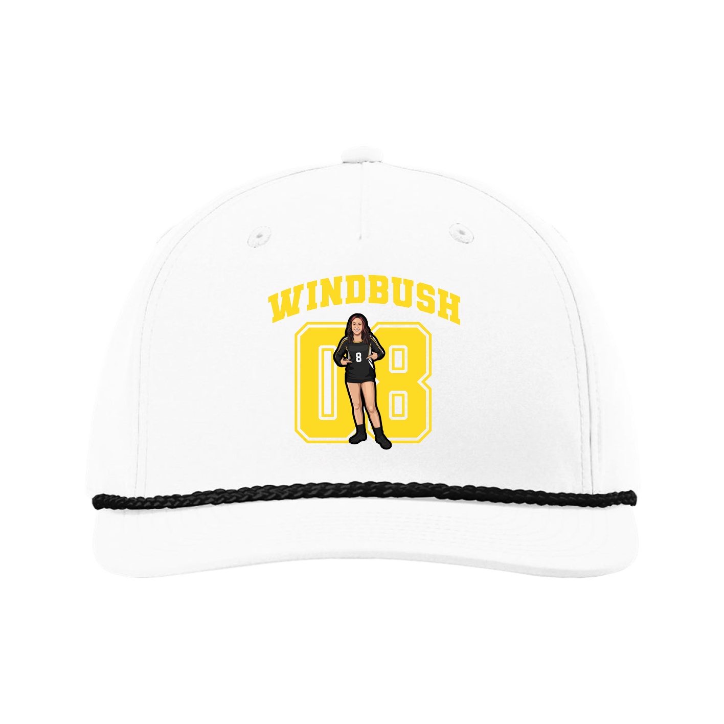 Five-Panel Classic Rope Cap — Number in White