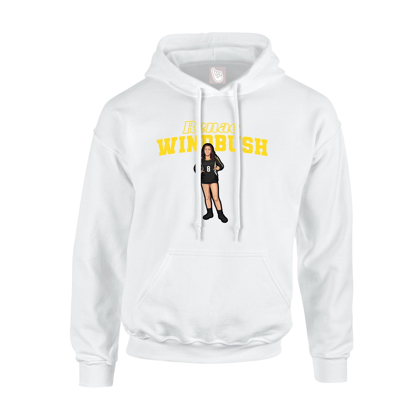 Youth Hoodie — Name Arch in White