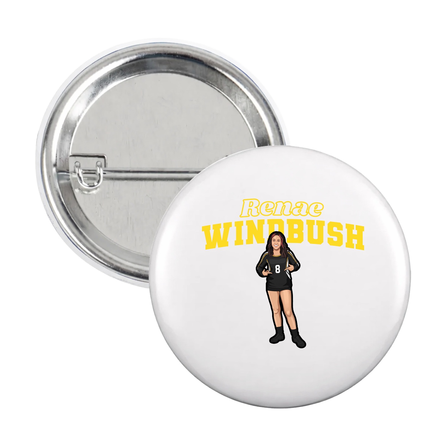 Game Day Button — Name Arch in White