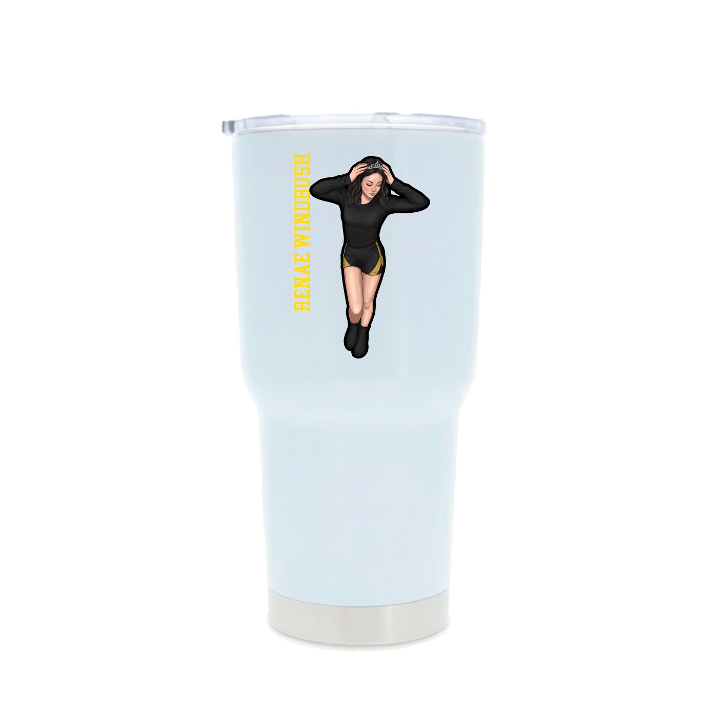 30oz Stainless Steel Tumbler — Name Vertical in White