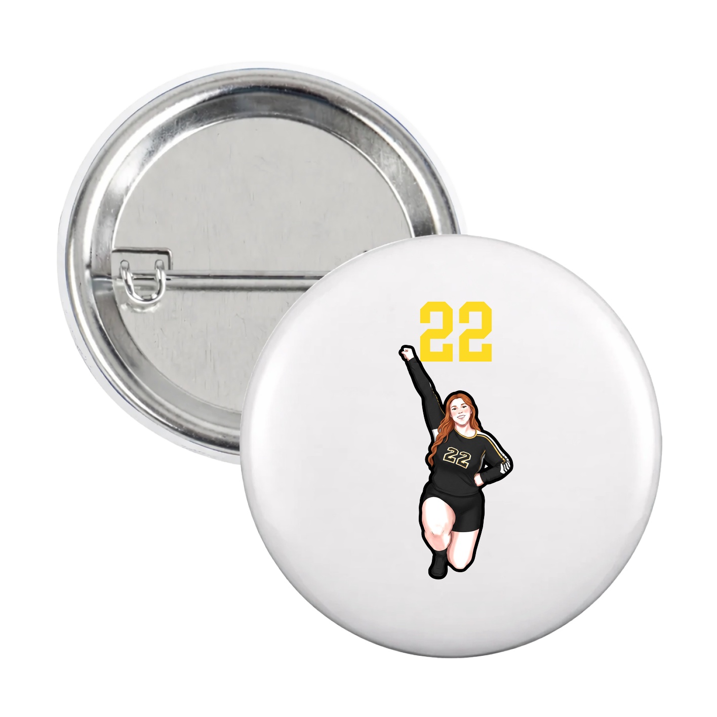 Game Day Button — Number Top in White