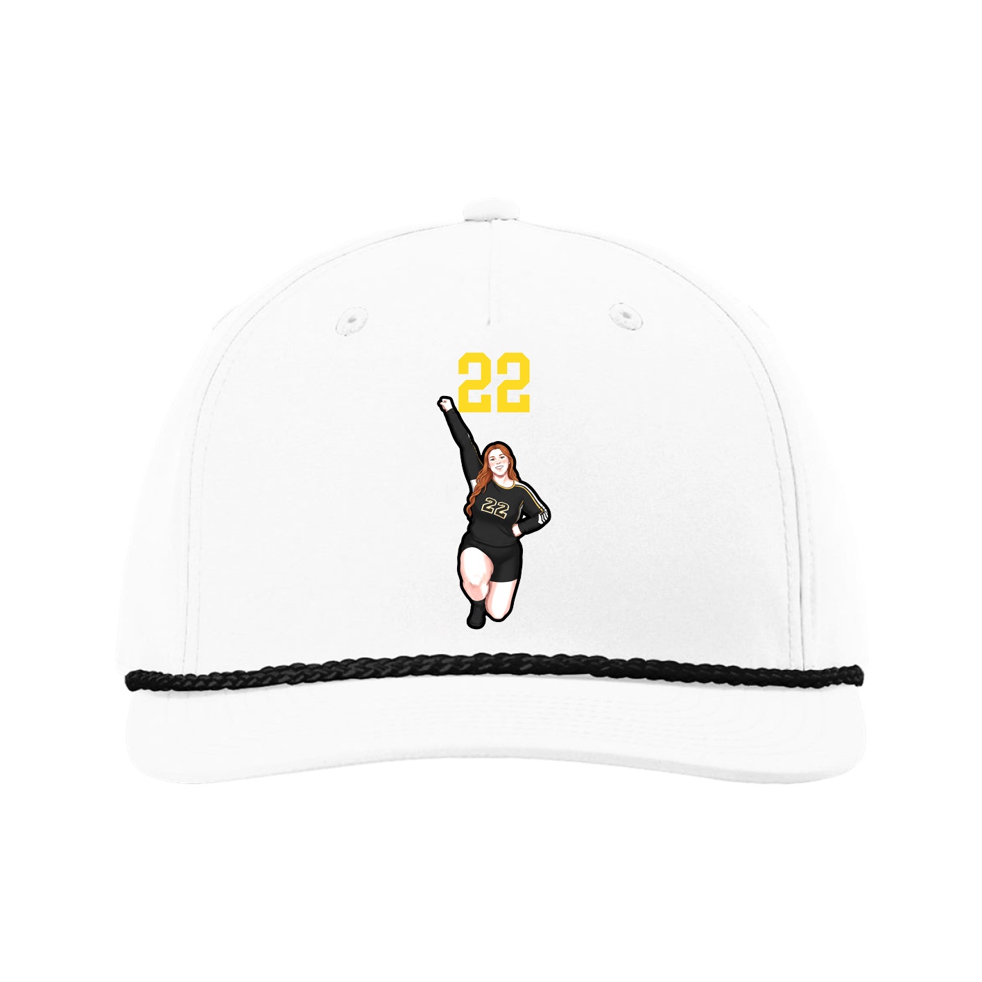 Five-Panel Classic Rope Cap — Number Top in White