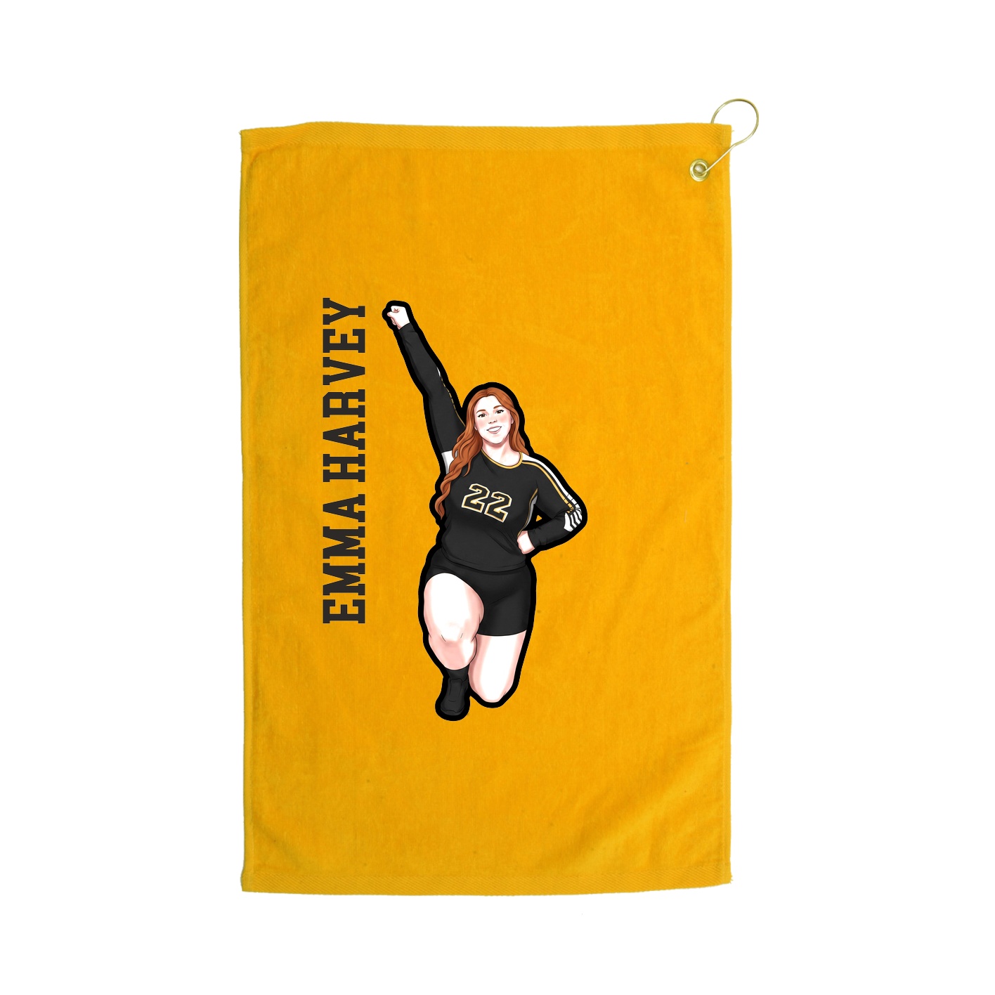 Golf Towel — Name Vertical in Gold
