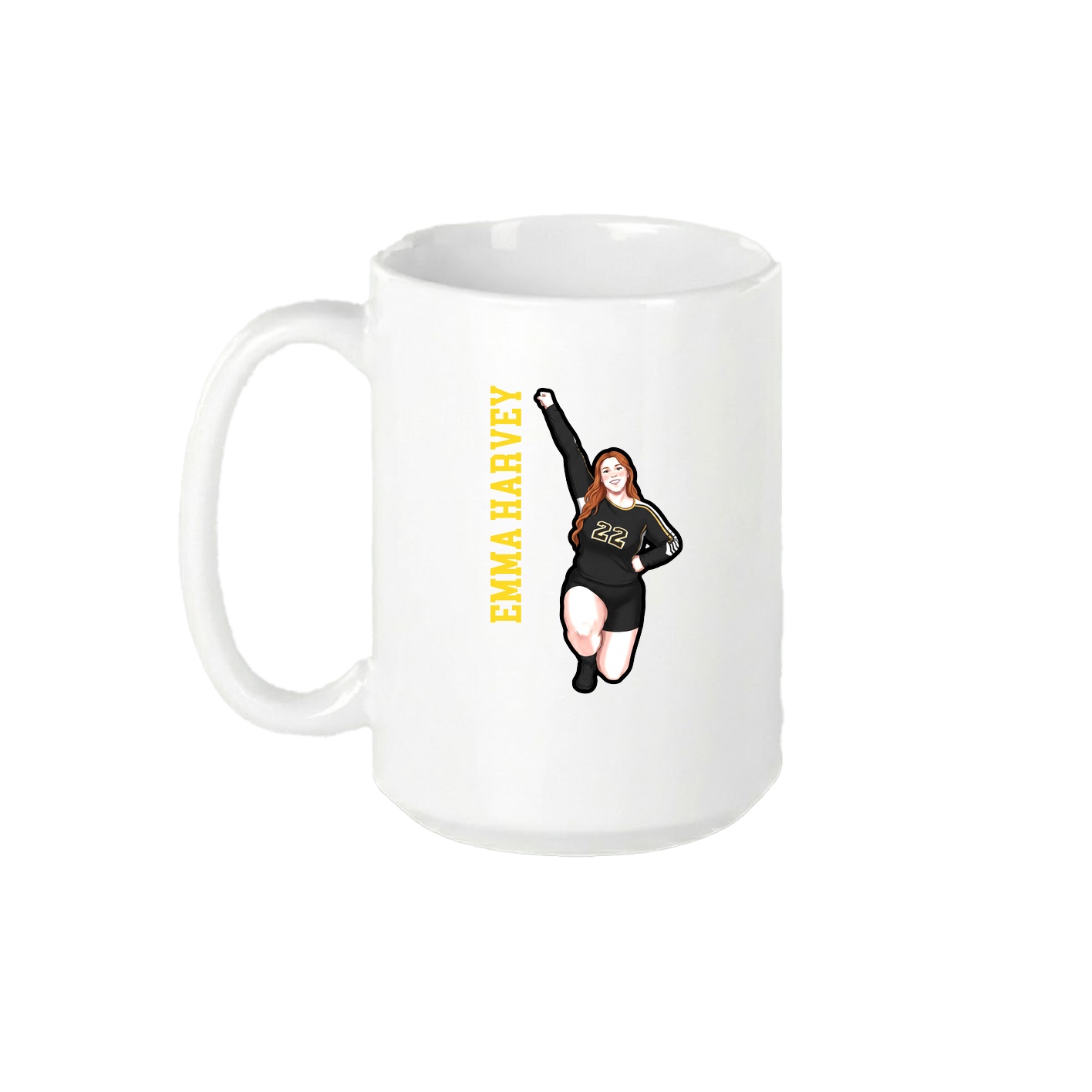 15oz Coffee Mug — Name Vertical in White