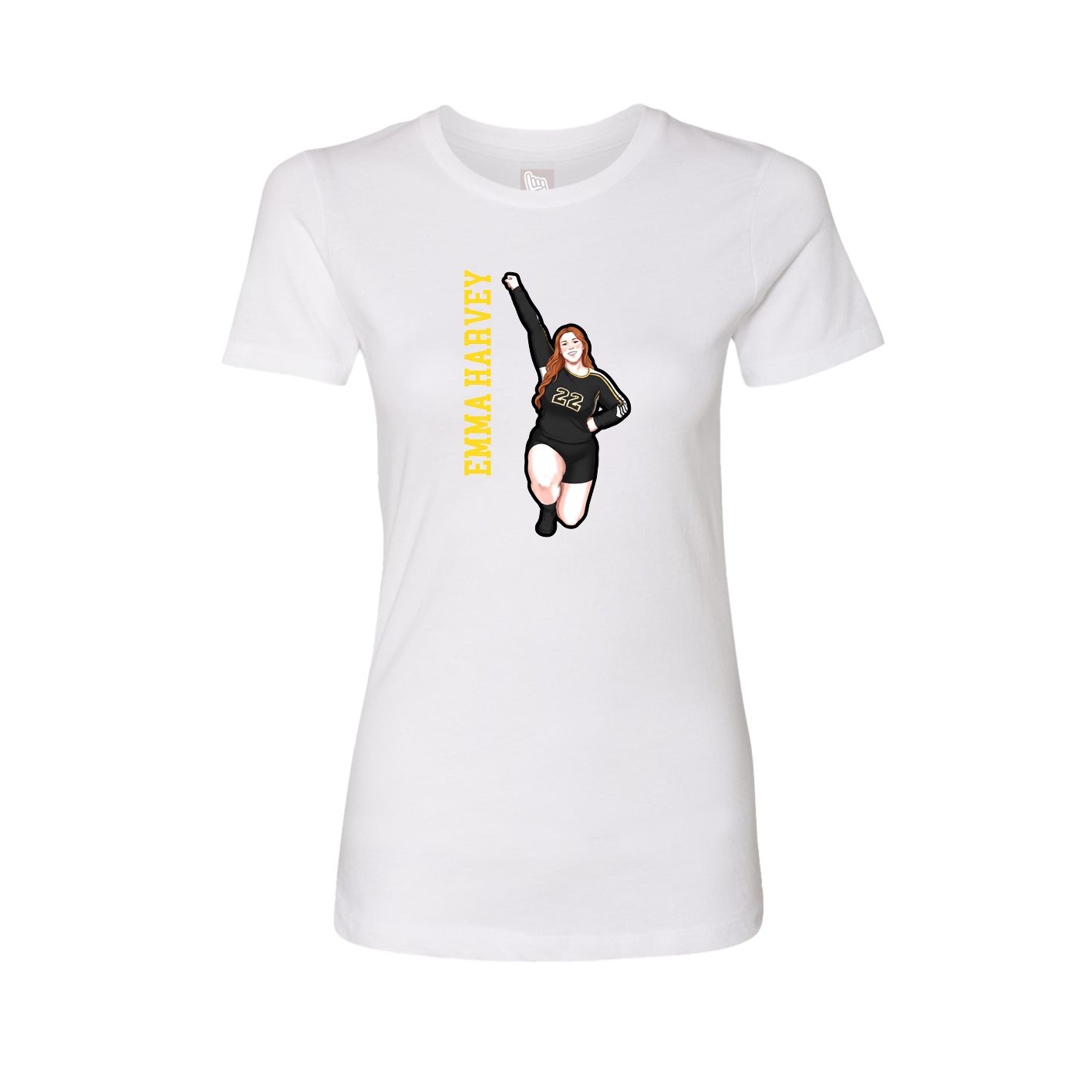 Fitted Women's Tee — Name Vertical in White