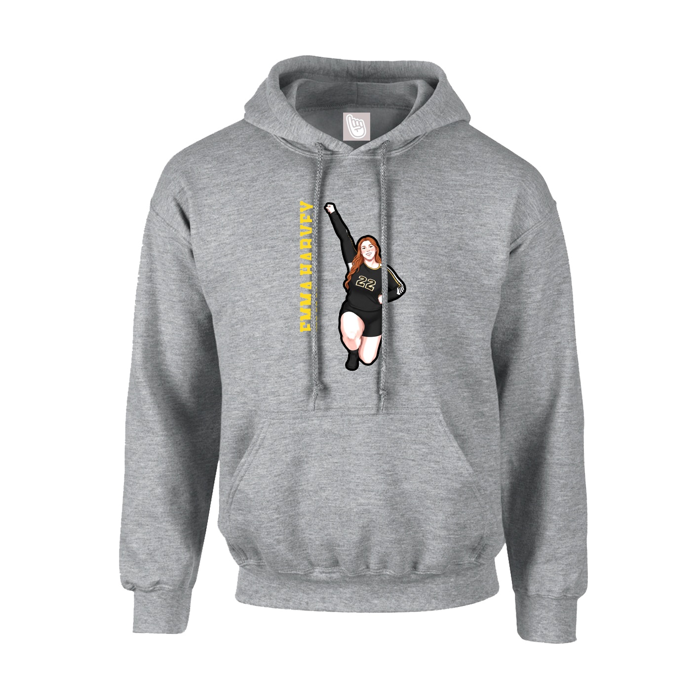 Youth Hoodie — Name Vertical in Grey