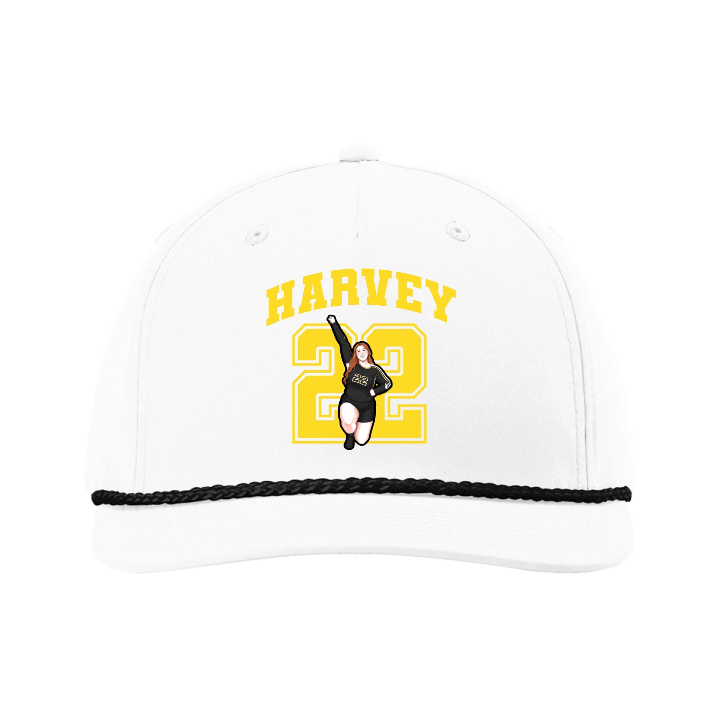Five-Panel Classic Rope Cap — Number in White