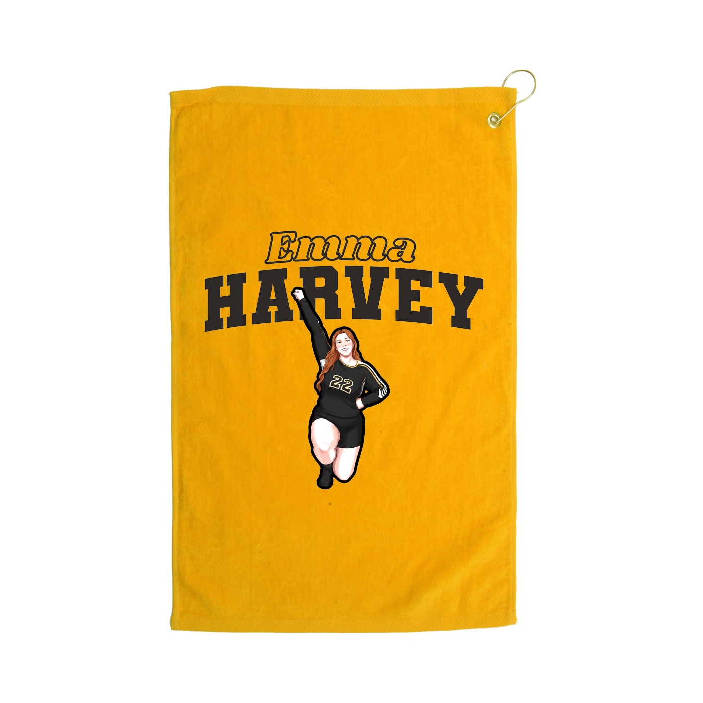 Golf Towel — Name Arch in Gold