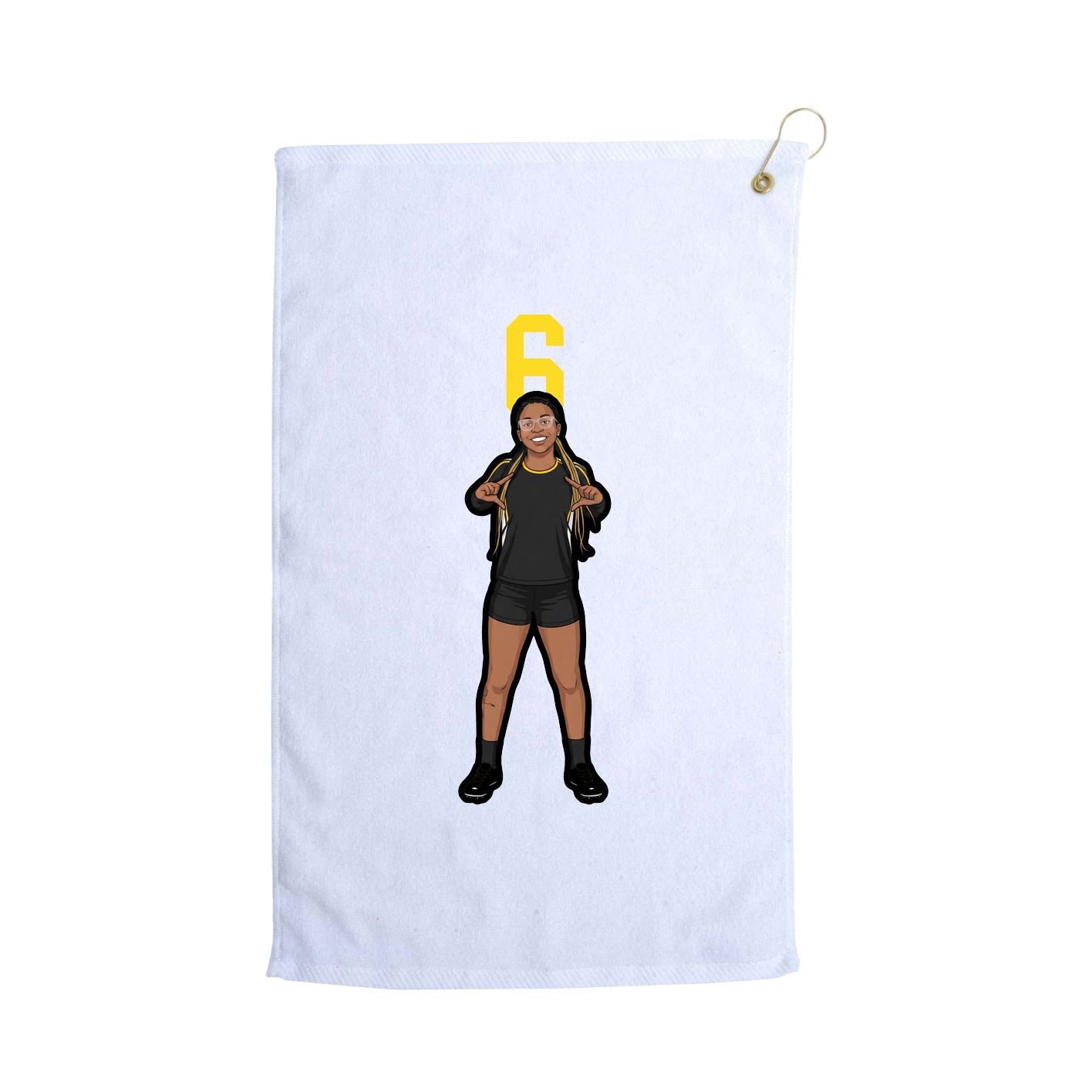 Golf Towel — Number Top in White