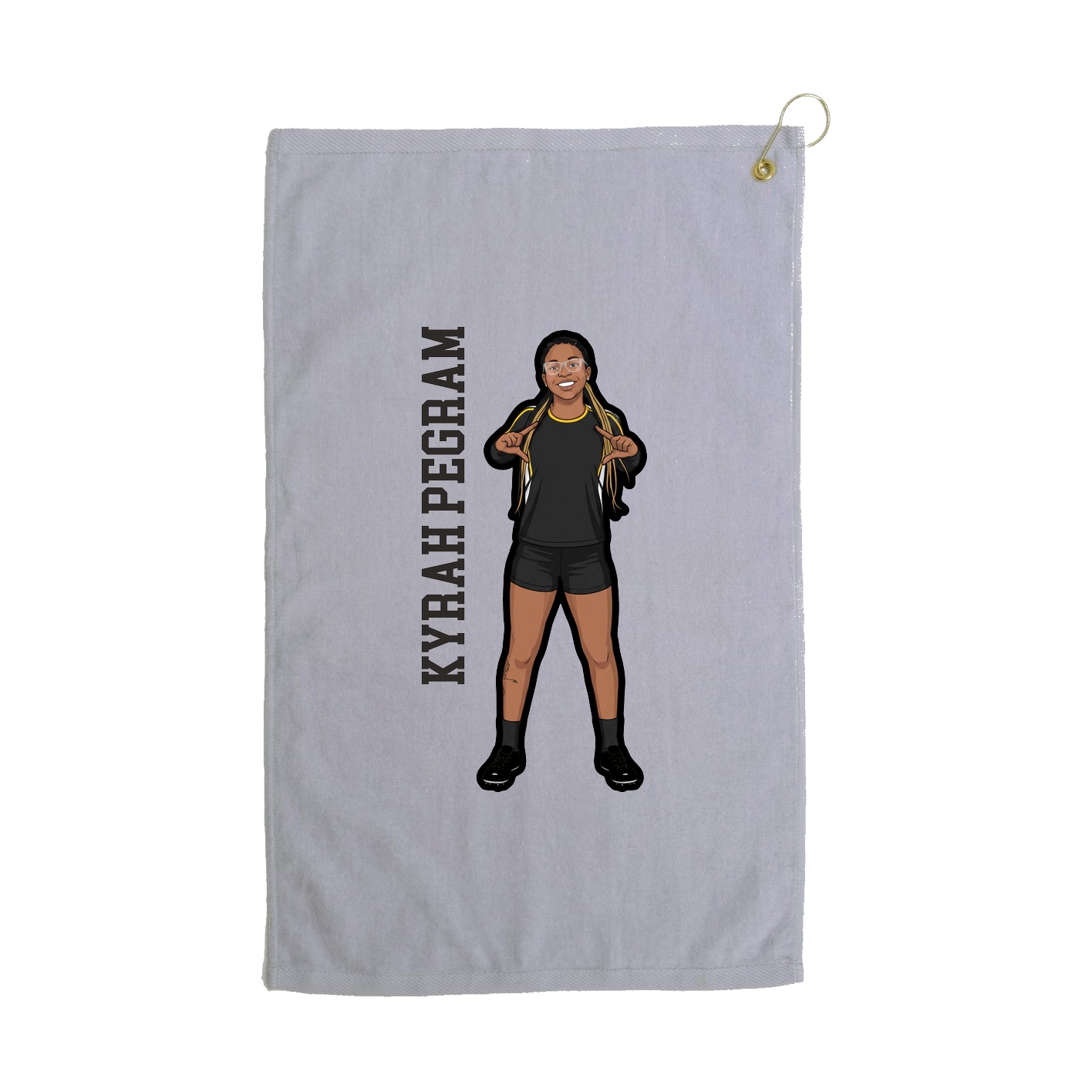 Golf Towel — Name Vertical in Grey