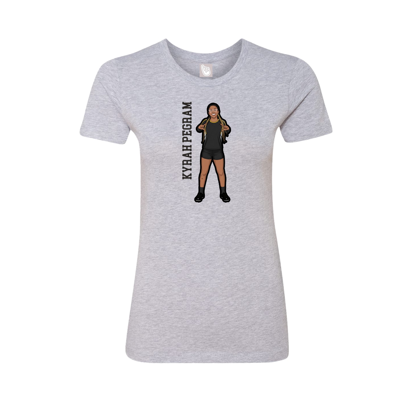Fitted Women's Tee — Name Vertical in Grey