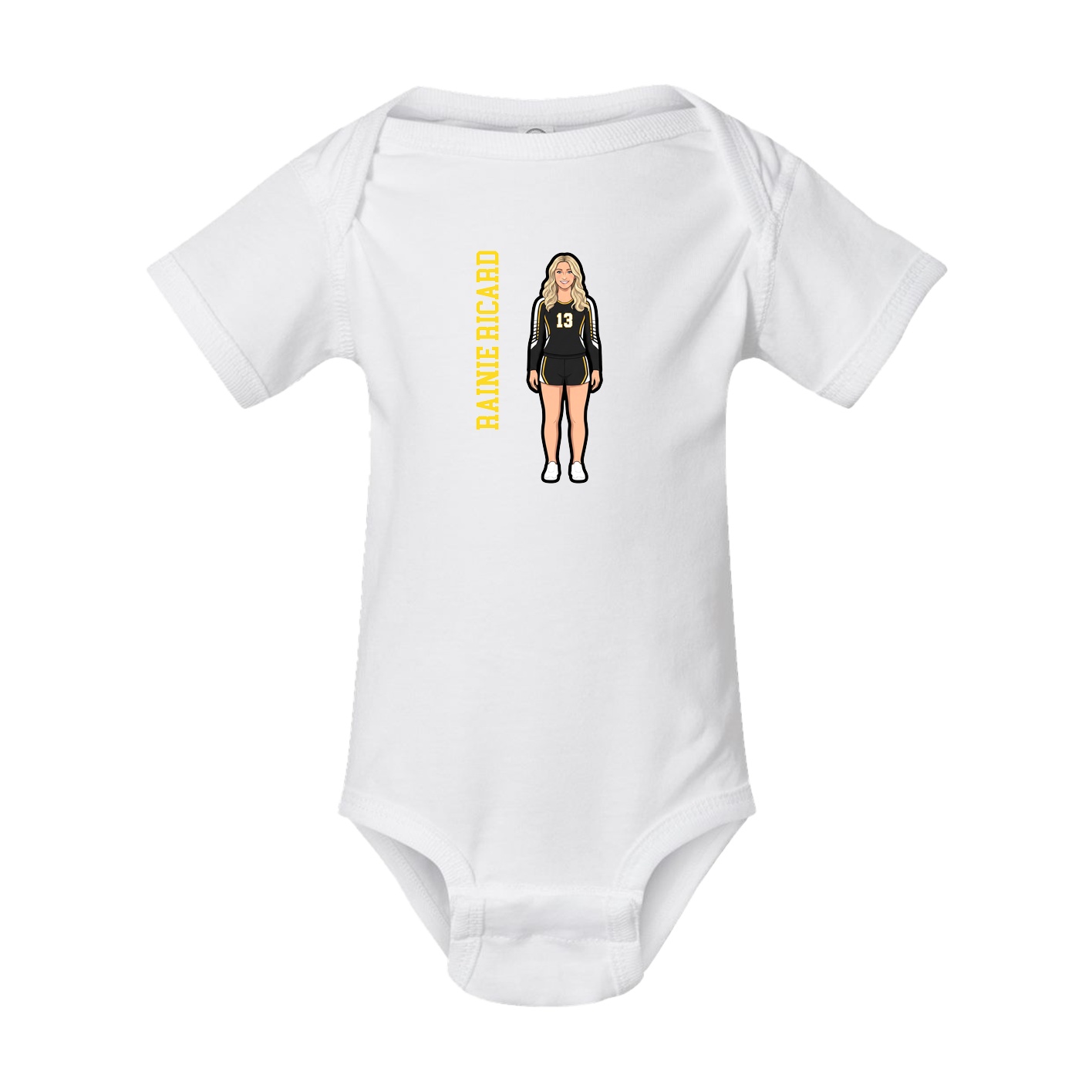 Baby Onesie — Name Vertical in White