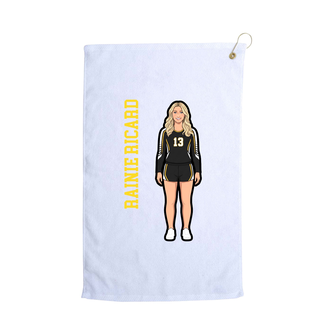 Golf Towel — Name Vertical in White