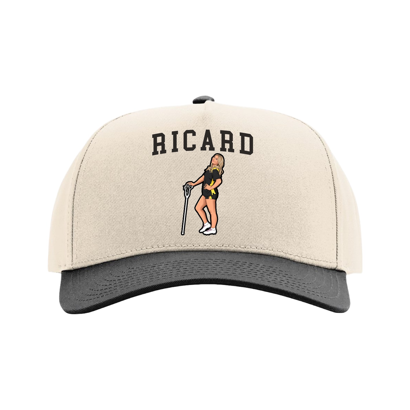 Full Fabric Five-Panel Champ Cap — Shirsey in Cream/Black