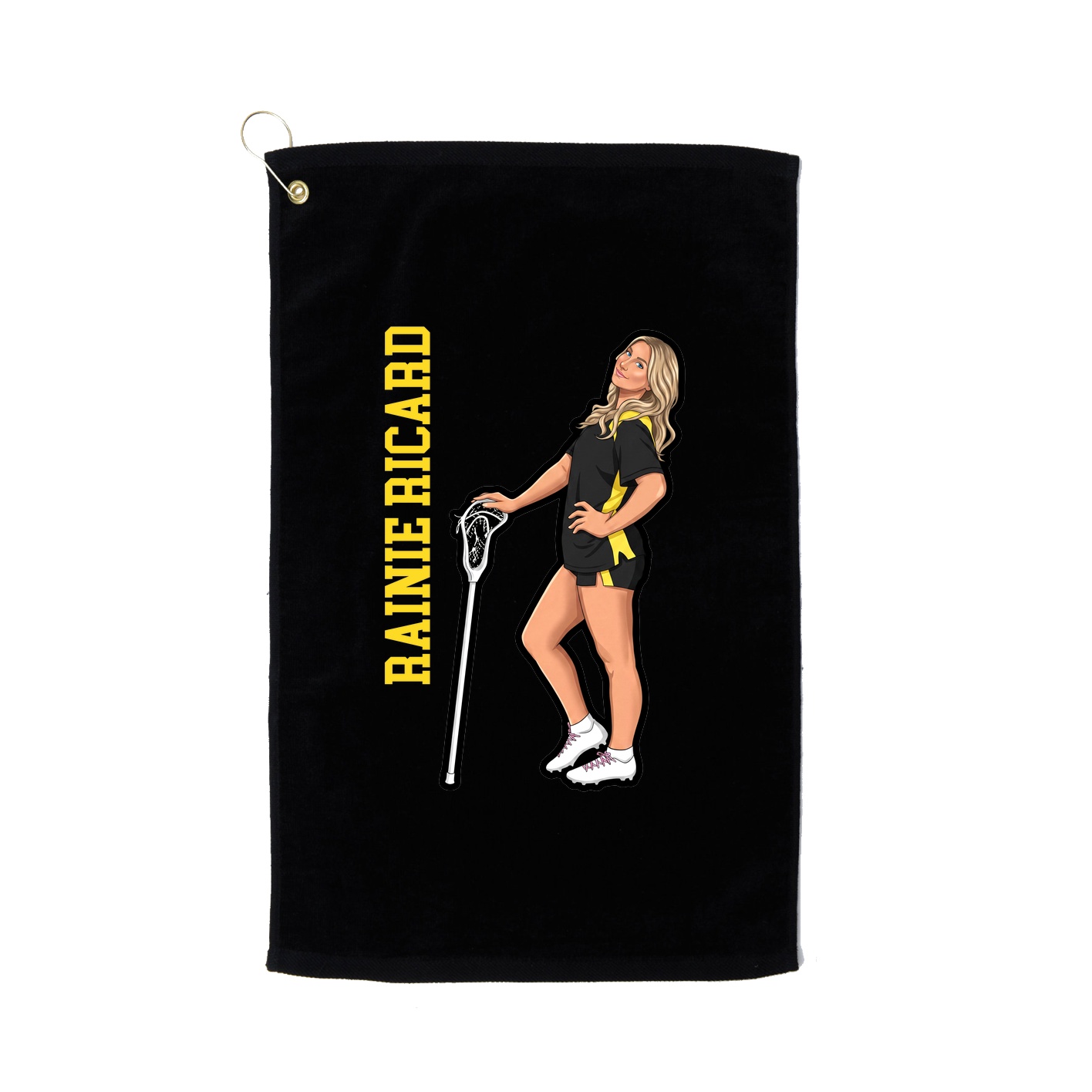 Golf Towel — Name Vertical in Black