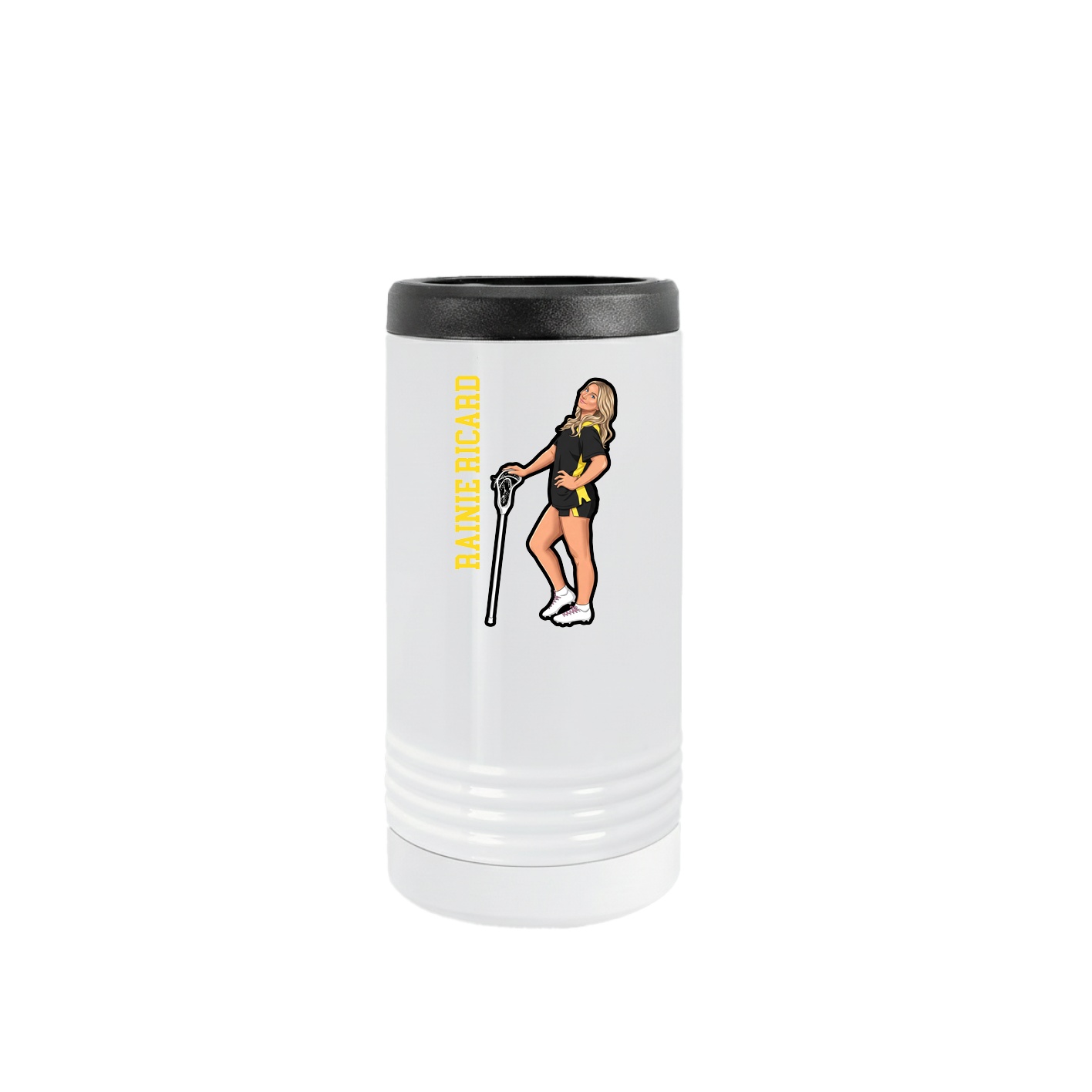 Slim Beverage Holder — Name Vertical in White