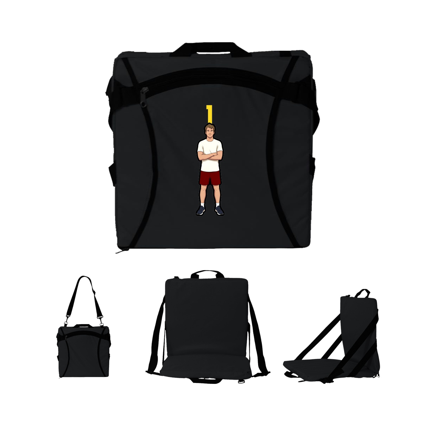 Folding Stadium Seat — Number Top in Black