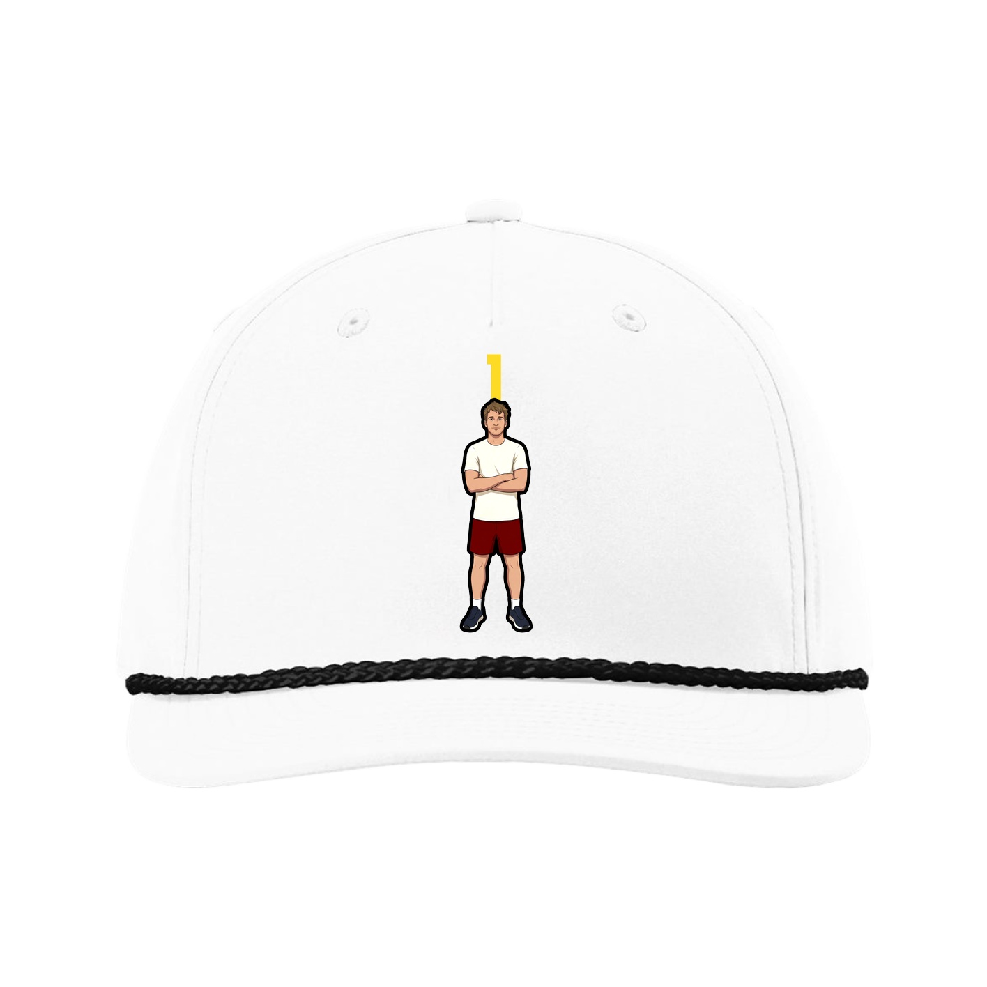 Five-Panel Classic Rope Cap — Number Top in White