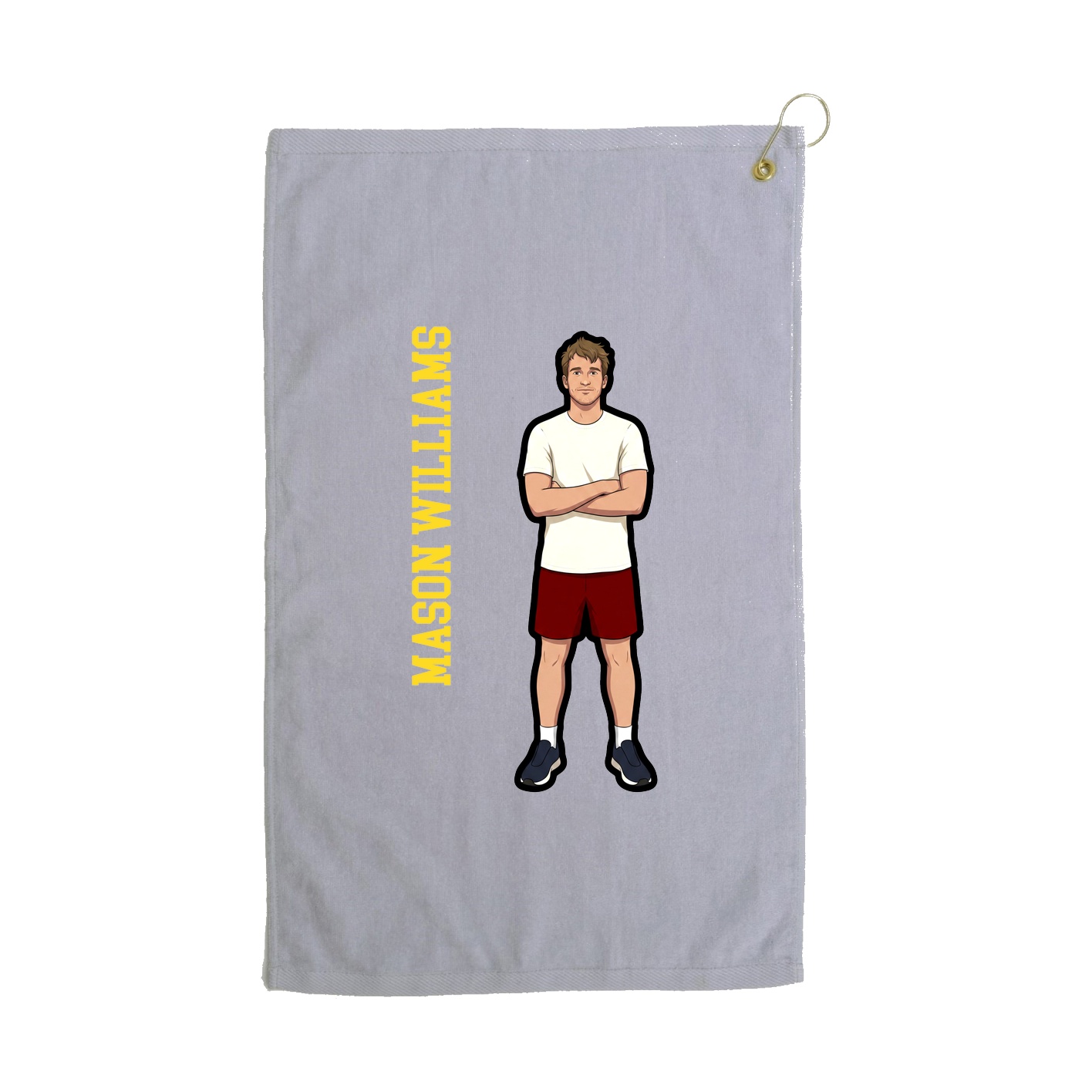 Golf Towel — Name Vertical in Grey