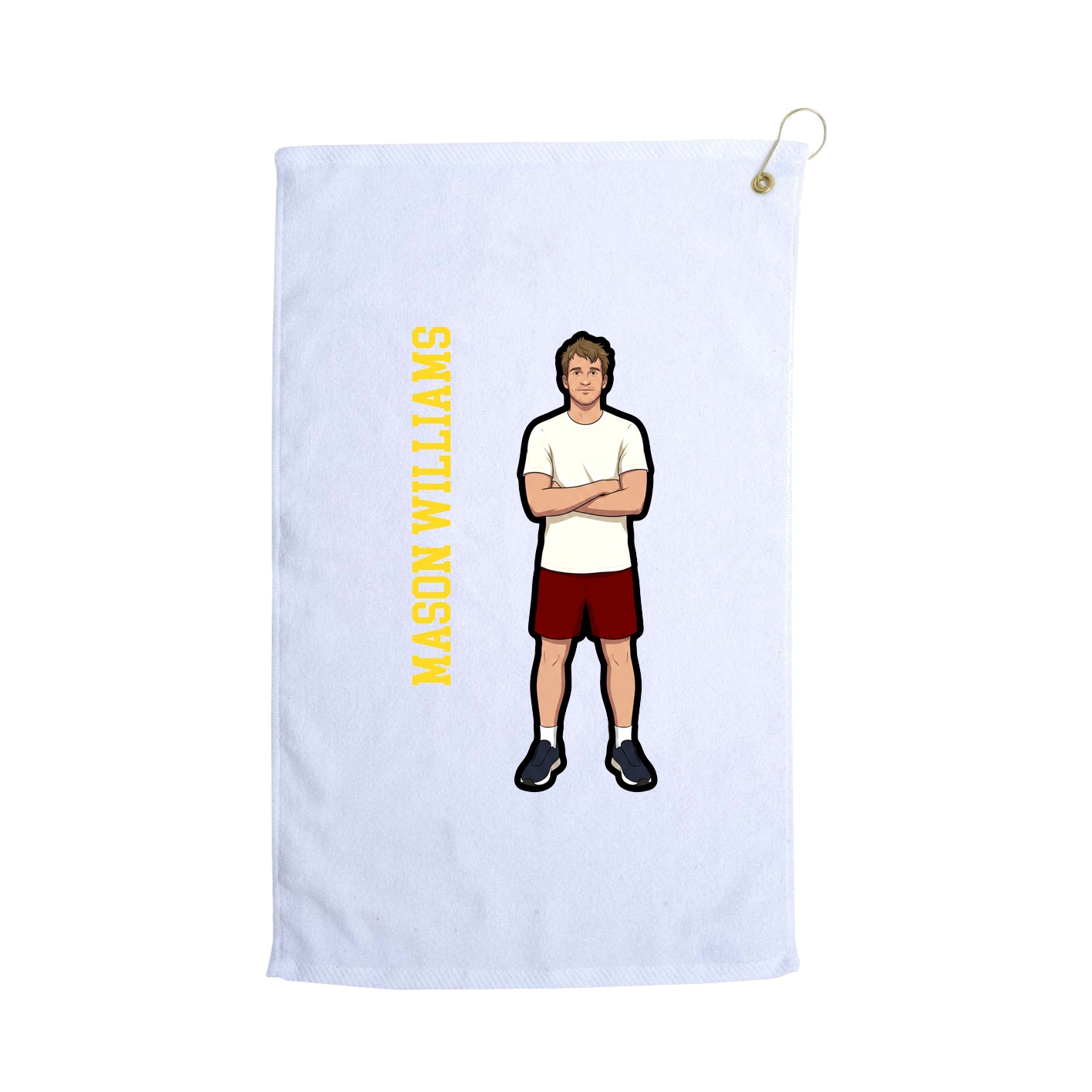 Golf Towel — Name Vertical in White