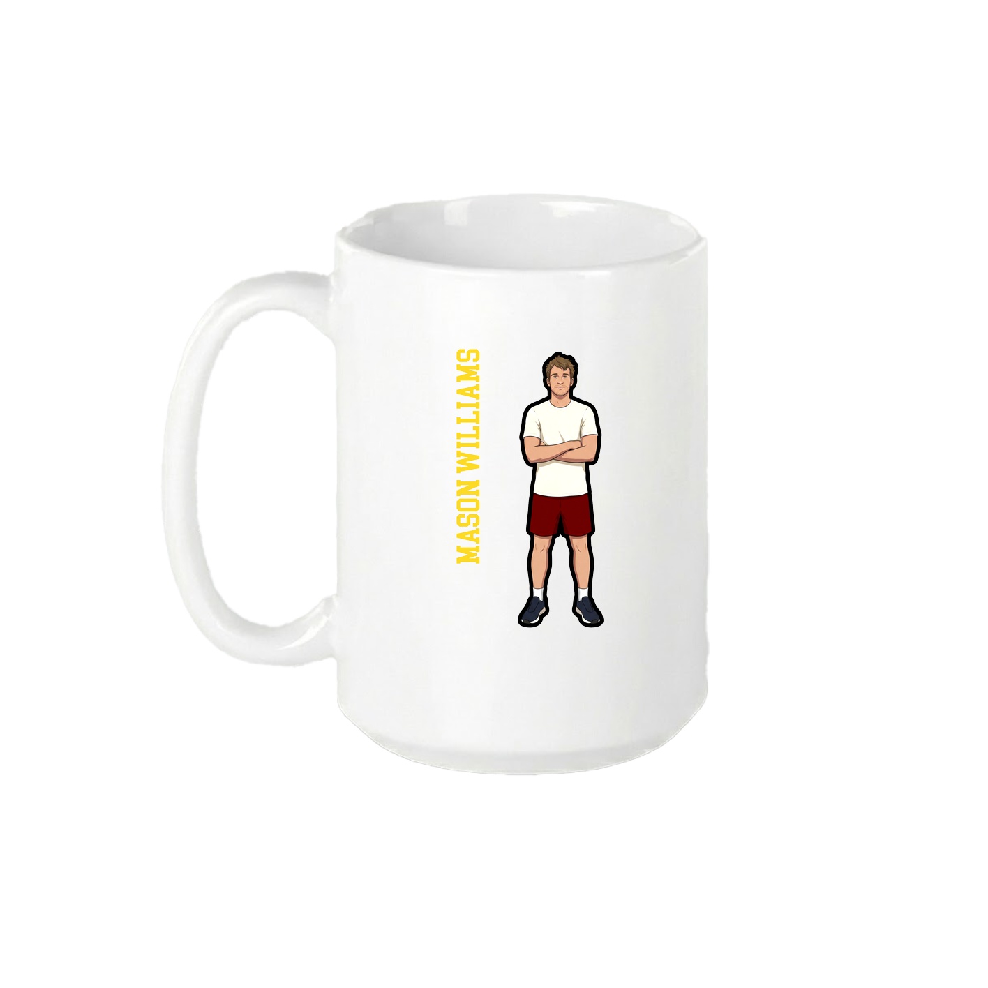 15oz Coffee Mug — Name Vertical in White
