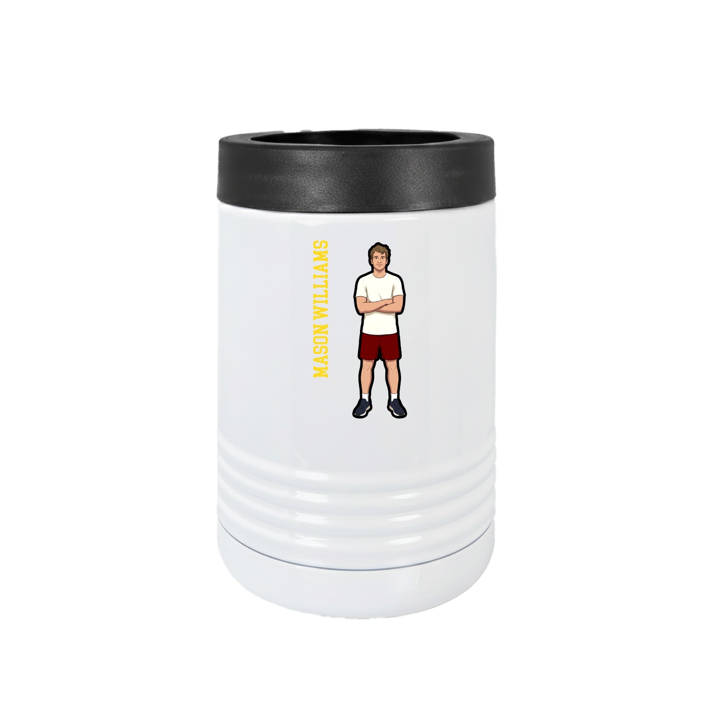 Beverage Holder — Name Vertical in White