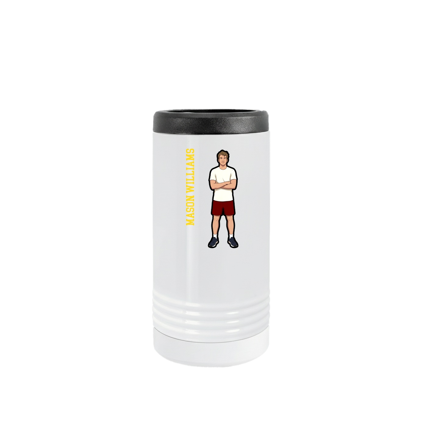 Slim Beverage Holder — Name Vertical in White
