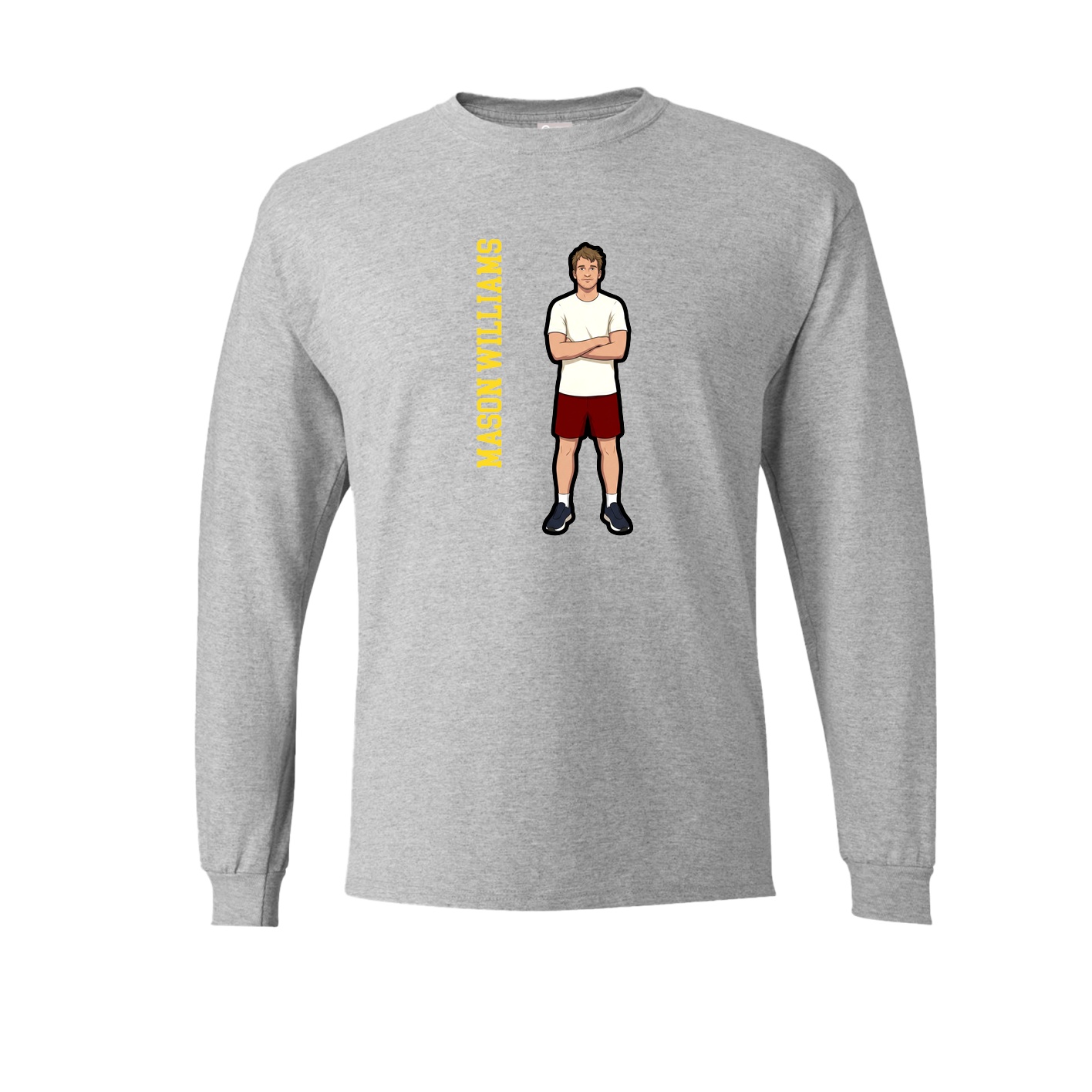 Long Sleeve Tee — Name Vertical in Grey
