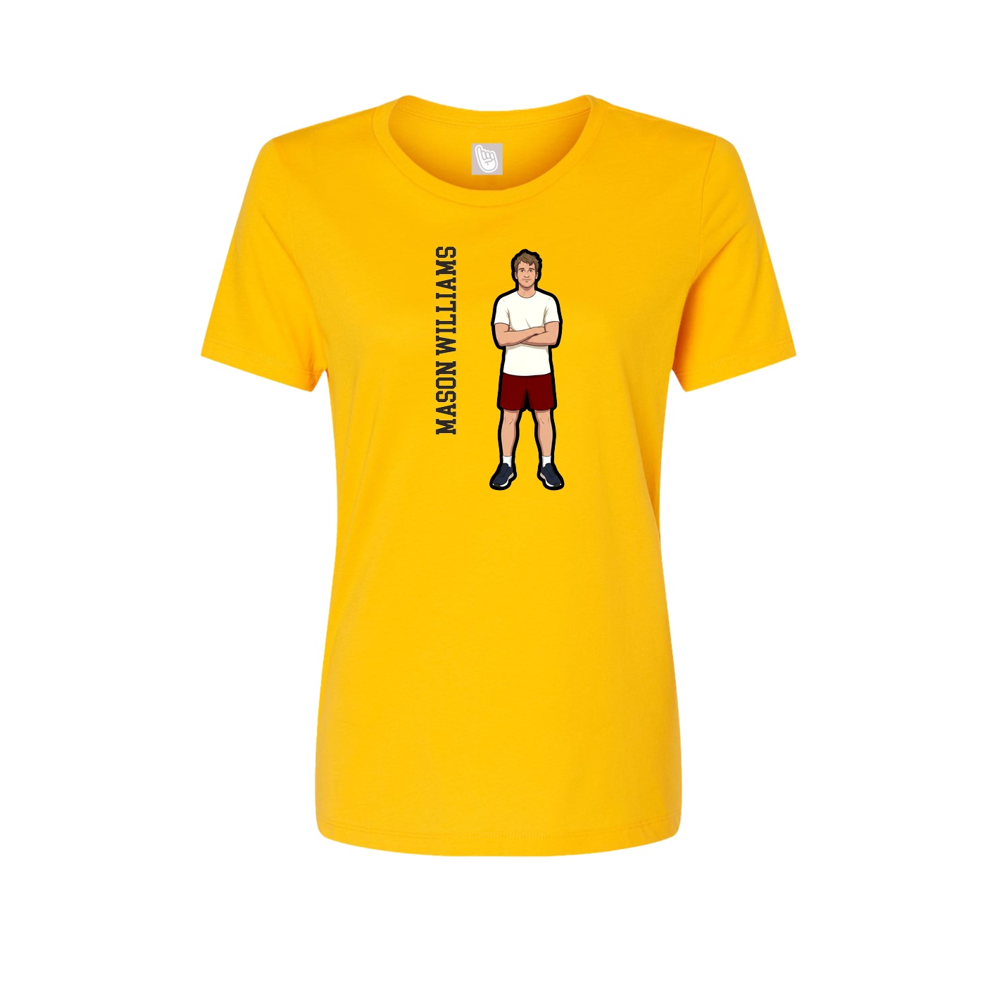 Fitted Women's Tee — Name Vertical in Gold